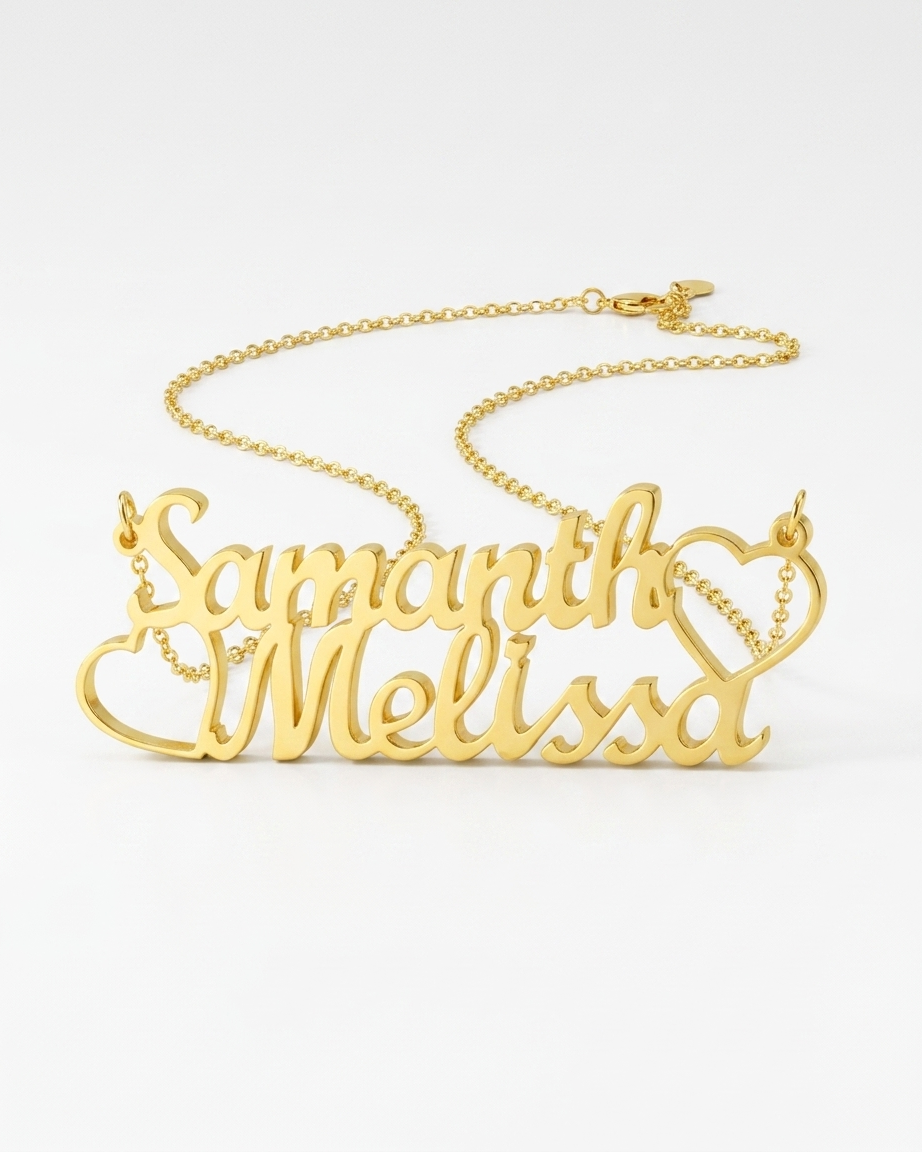 Personalize Couple Names & Hearts Necklace - jewellery by BLINGLANE