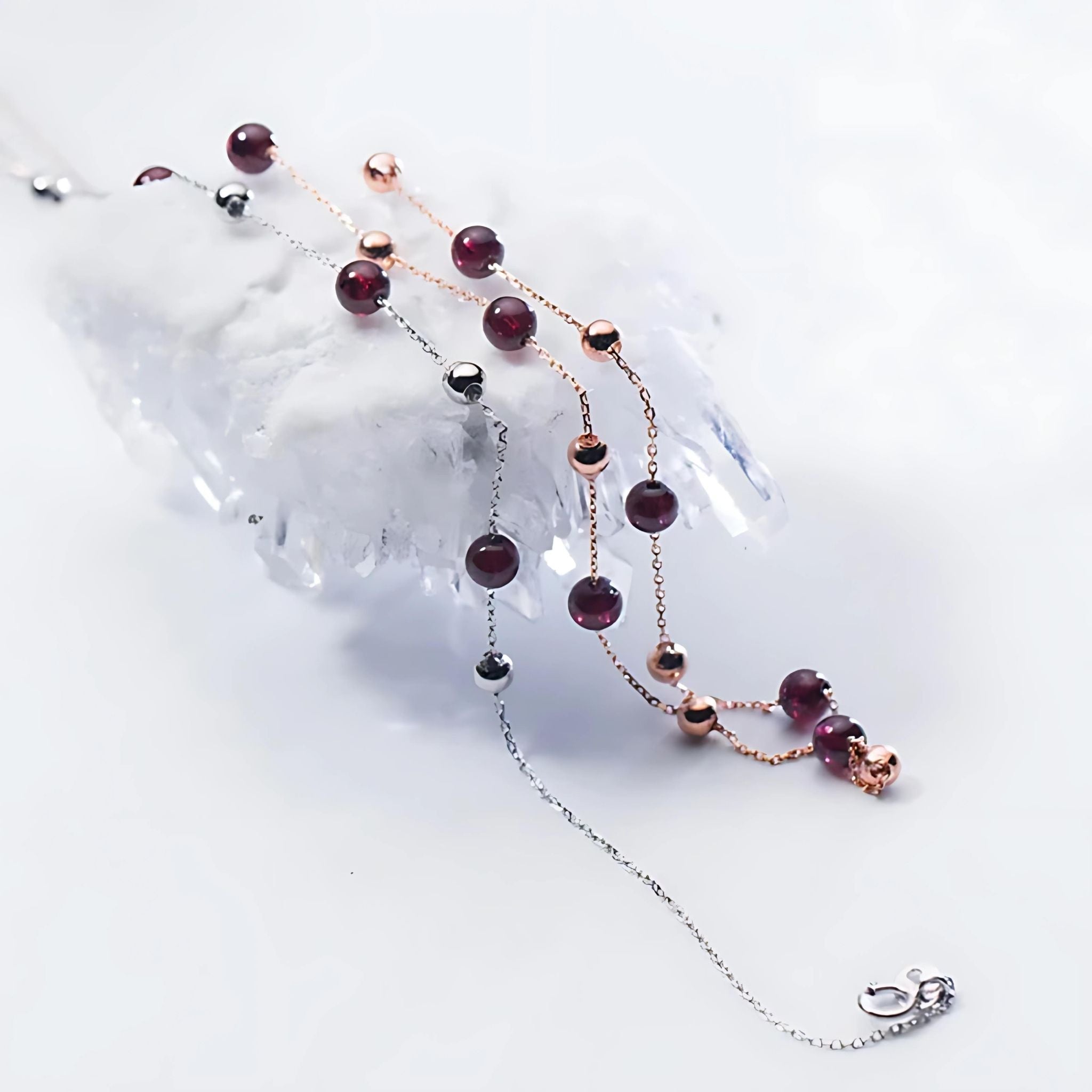 Refined Red Garnet Beads Minimal Necklace