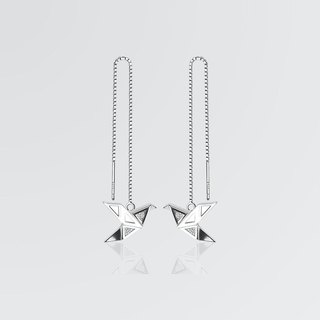 Origami Bird Chain Earrings