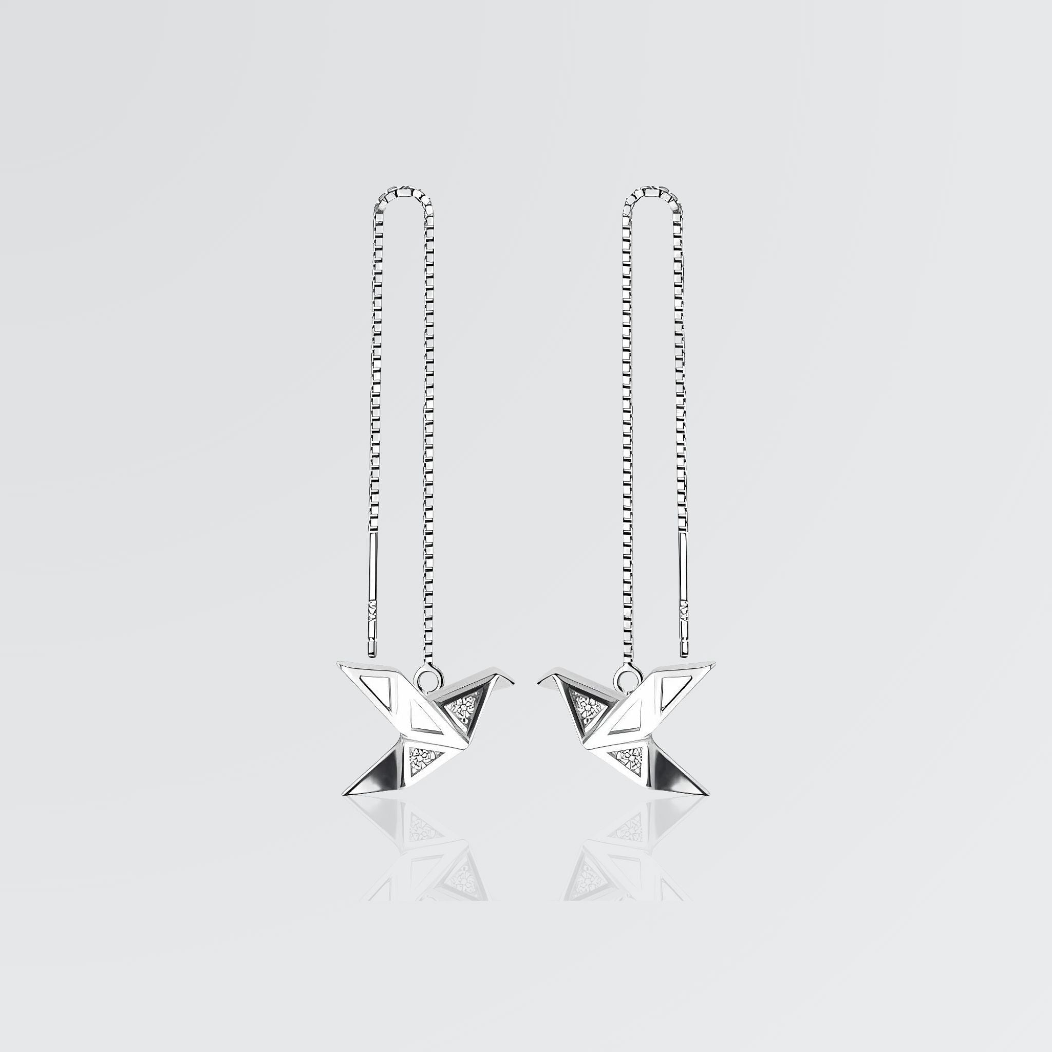 Origami Bird Chain Earrings