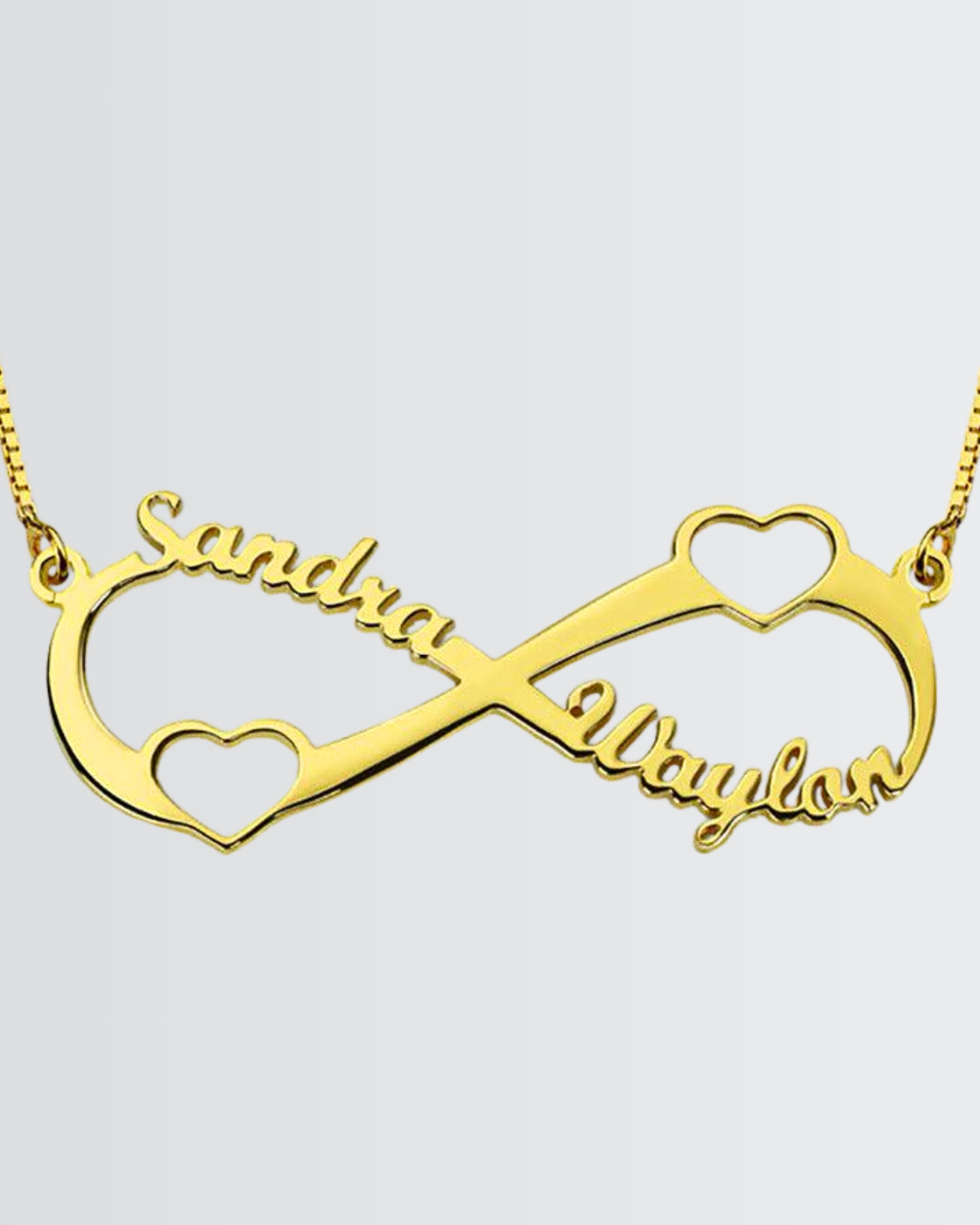 Personnalisez votre collier Infinity Heart avec vos noms