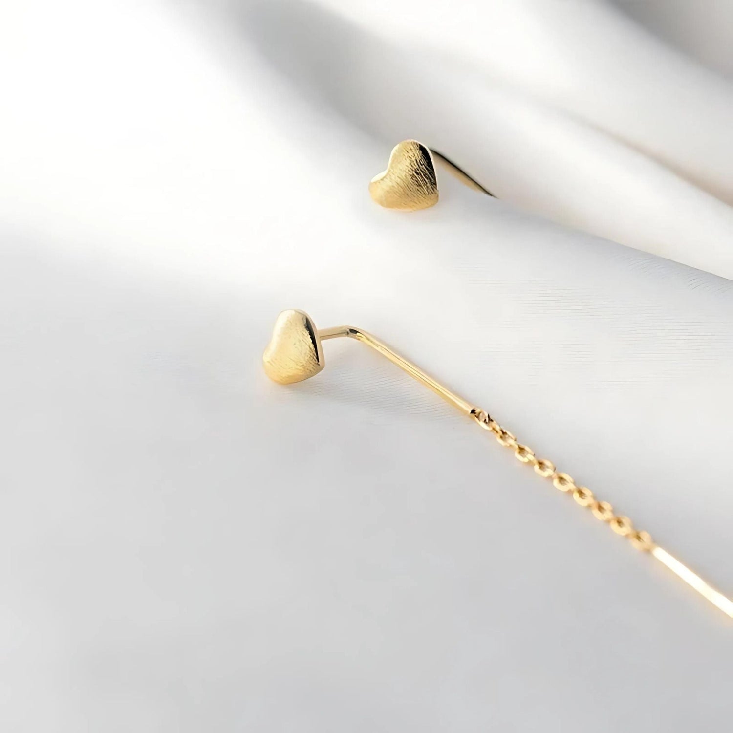 Brushed Hearts Needle Drop Earrings