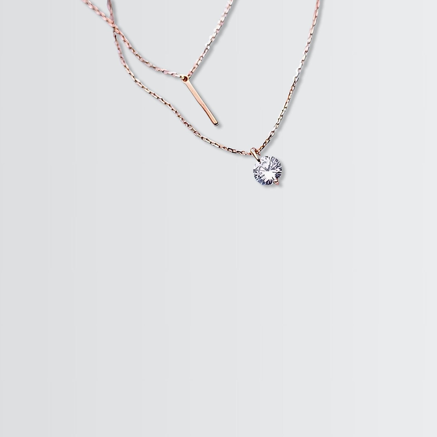 Scintillating Solitaire &amp; Bar Layered Necklace