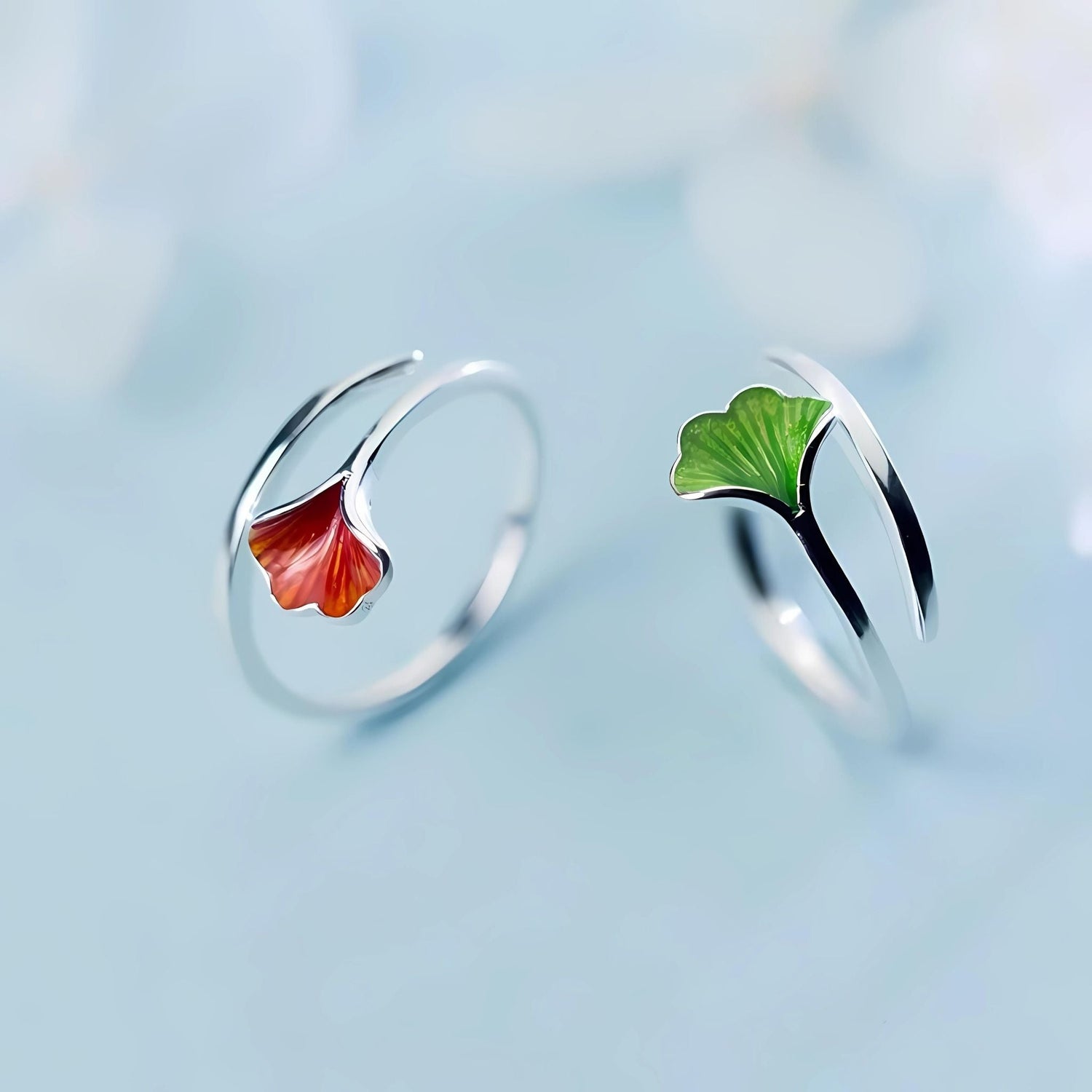 Textured Leaf Enamel Ring