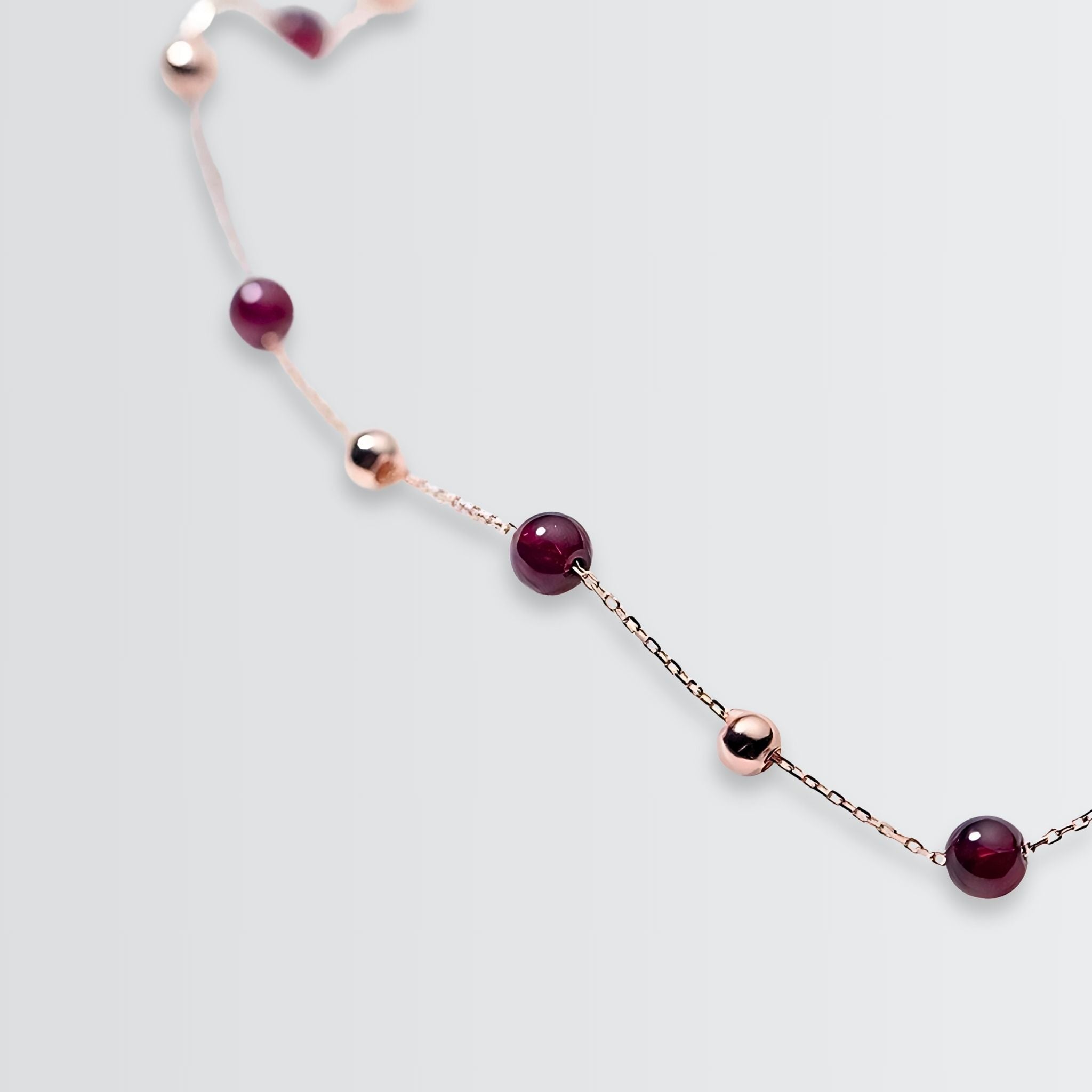 Refined Red Garnet Beads Minimal Necklace