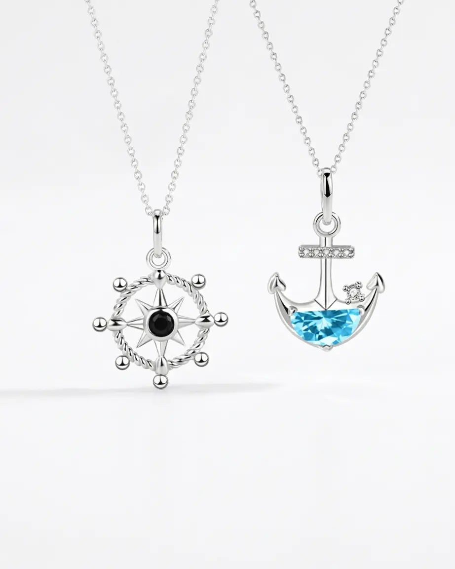 Adrift In Dreams Couple Necklace - Silver Necklace by BLINGLANE