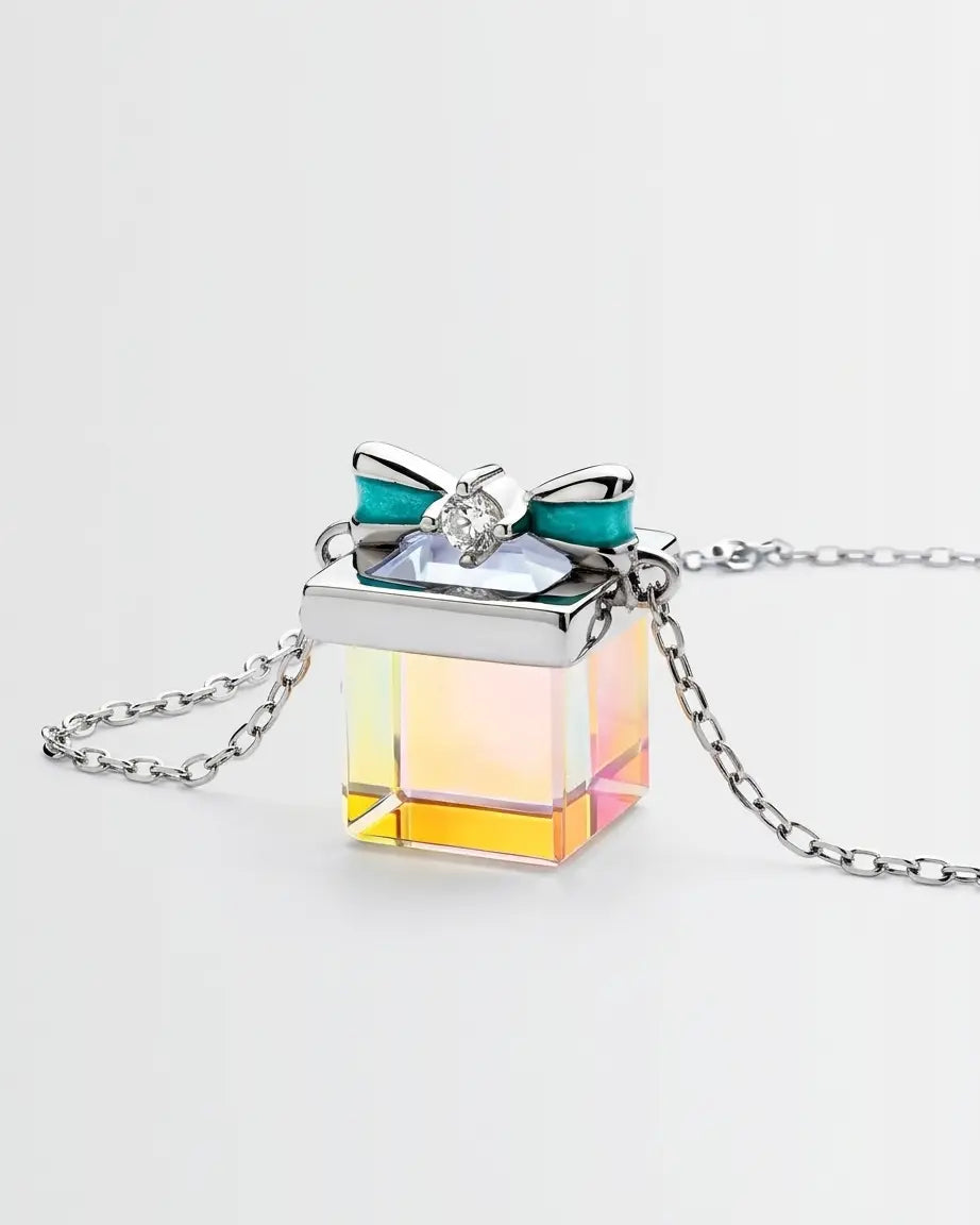 Alluring Bling Box Pendant - Silver Necklace by BLINGLANE