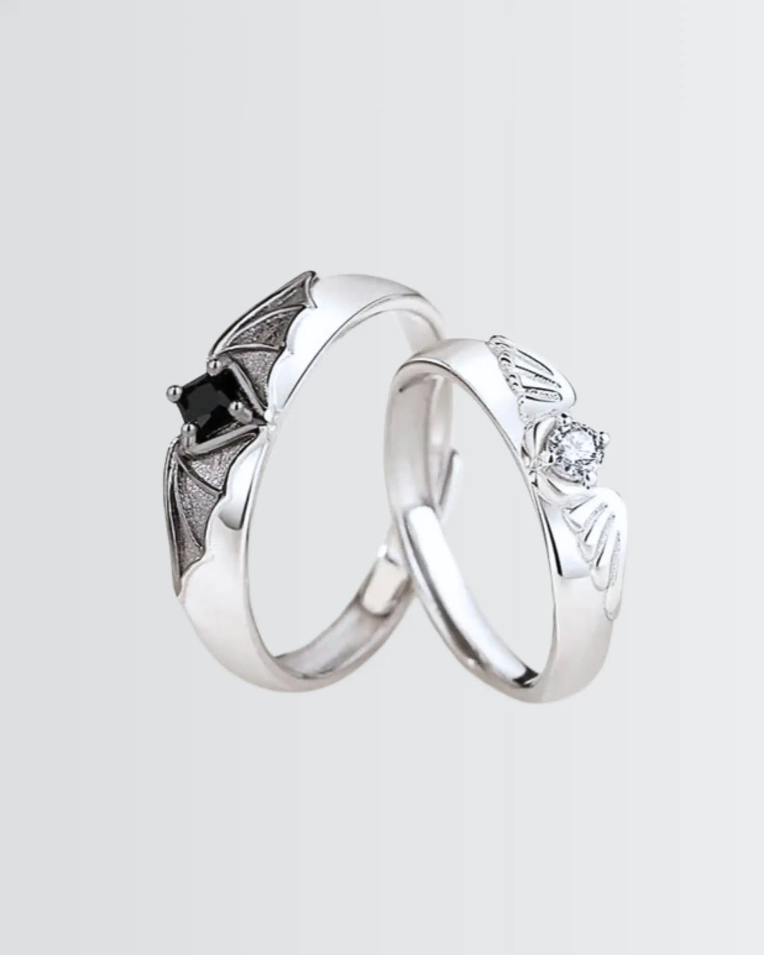 Angel Meets Bat Love Bands -  Silver Ring by BLINGLANE