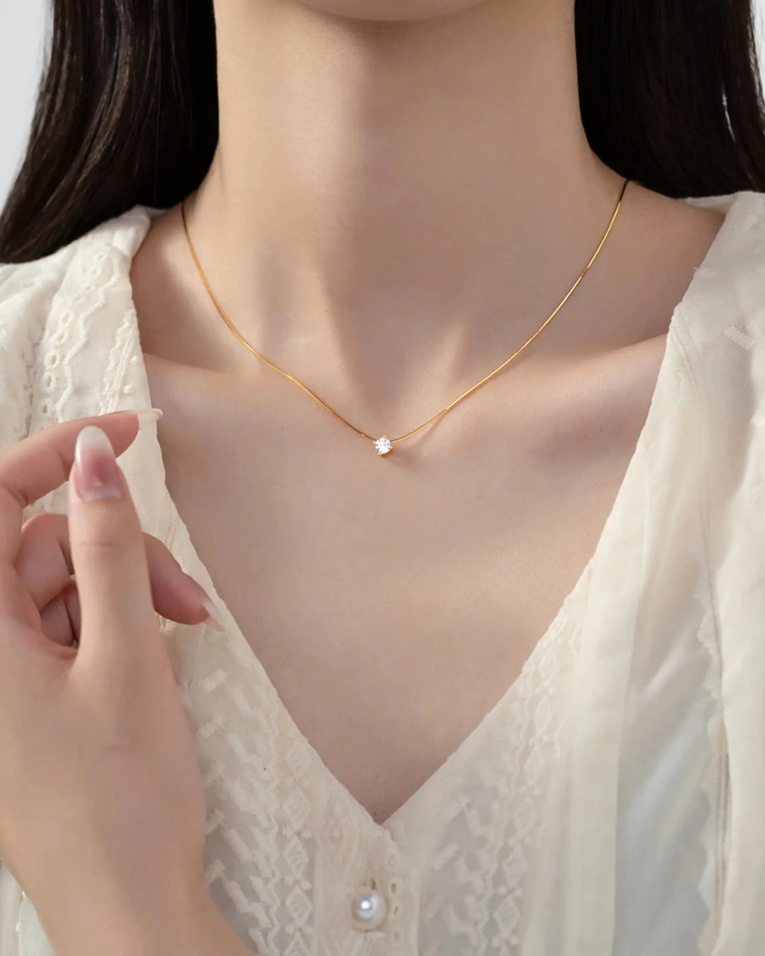 Aurique Elegance Necklace -  Silver Necklace by BLINGLANE