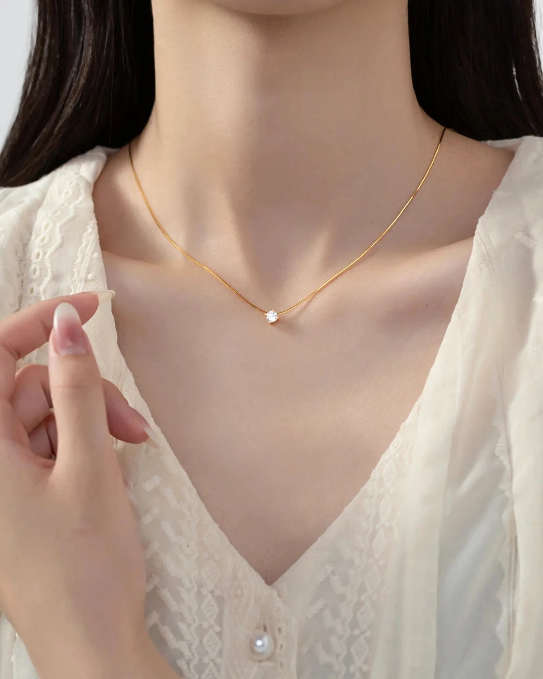 Aurique Elegance Necklace -  Silver Necklace by BLINGLANE