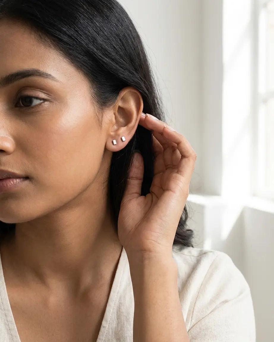 Bare Bar Studs -  Silver Earrings by BLINGLANE