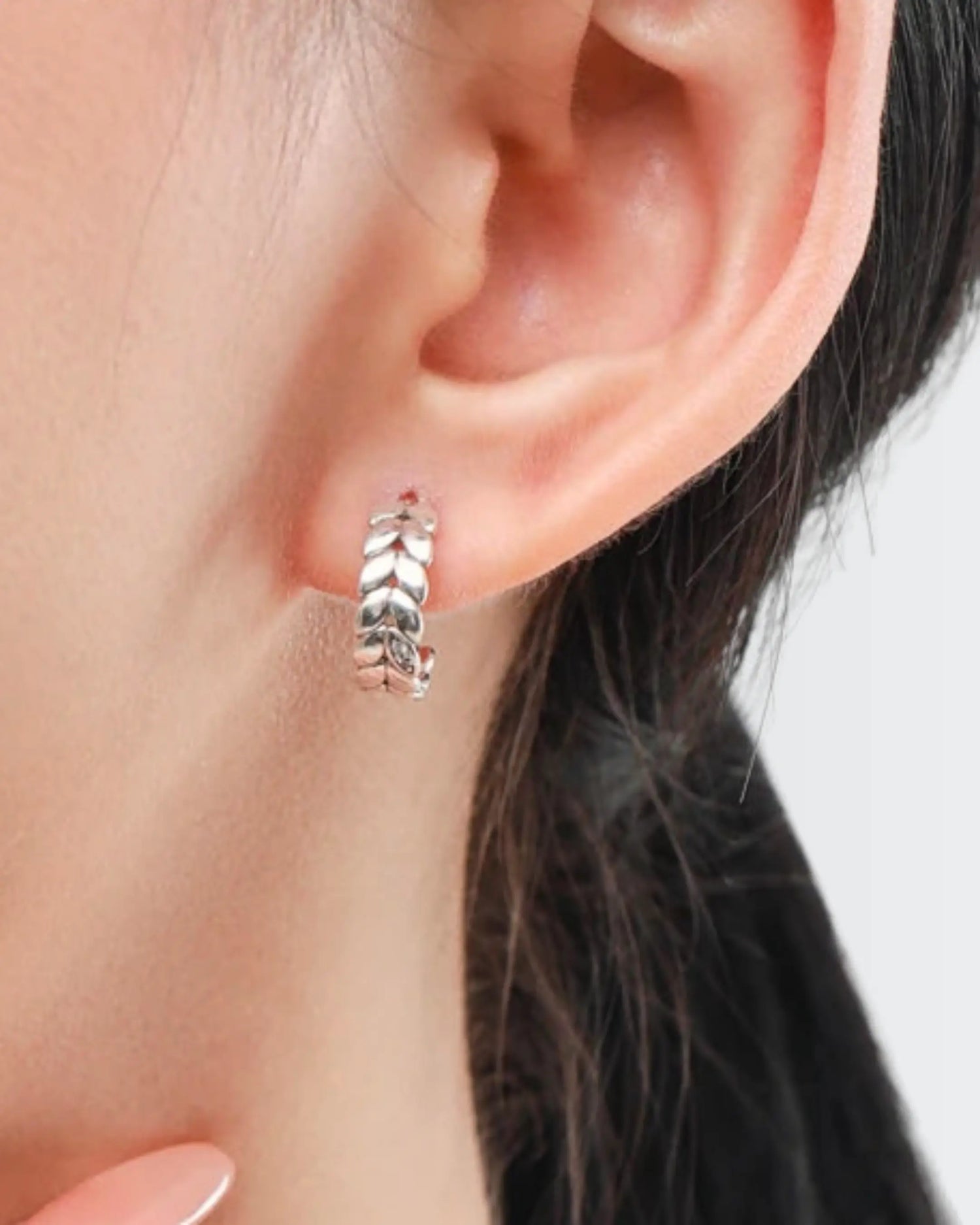 BeLeaf In Yourself Hoops -  Silver Earrings by BLINGLANE