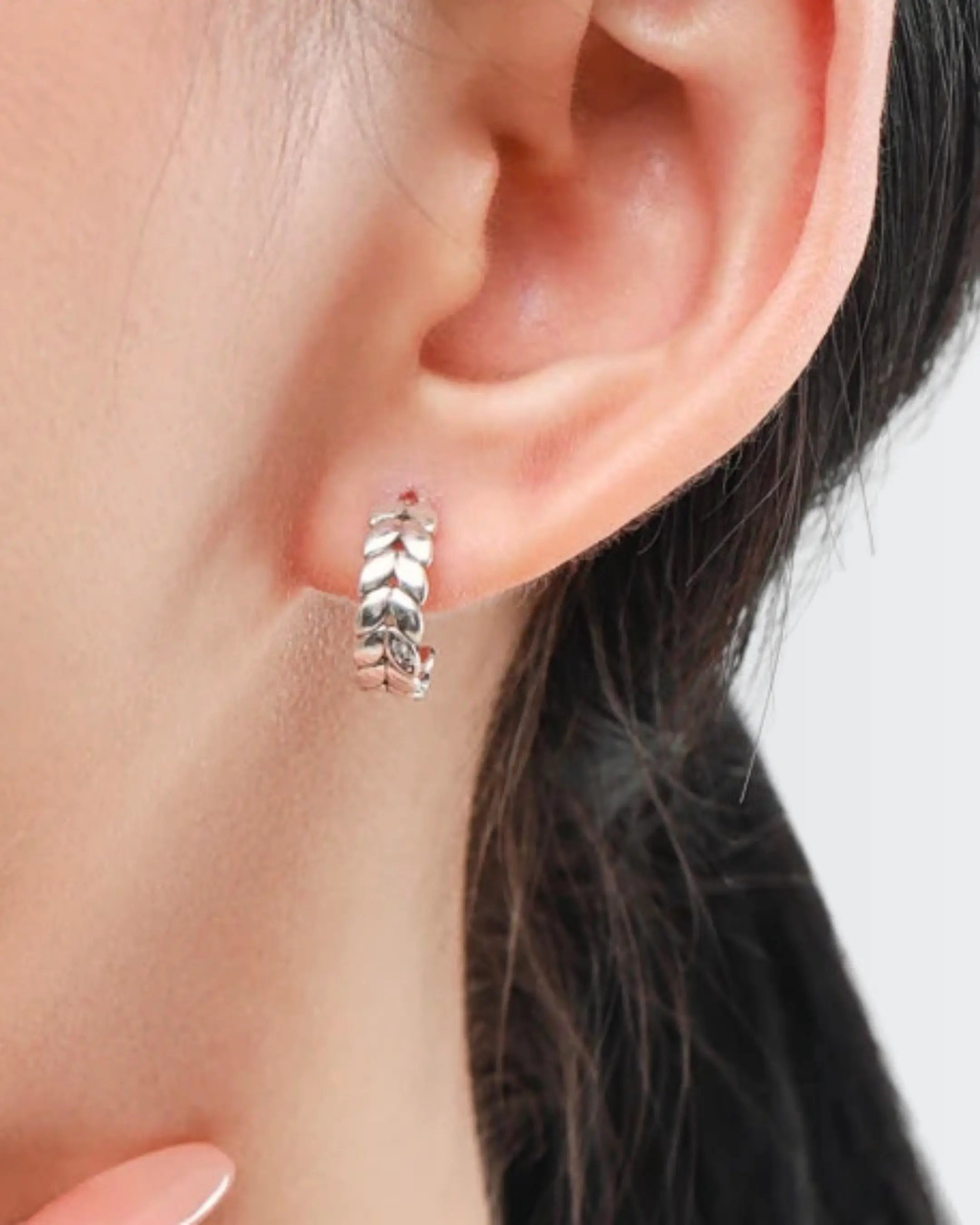 BeLeaf In Yourself Hoops -  Silver Earrings by BLINGLANE