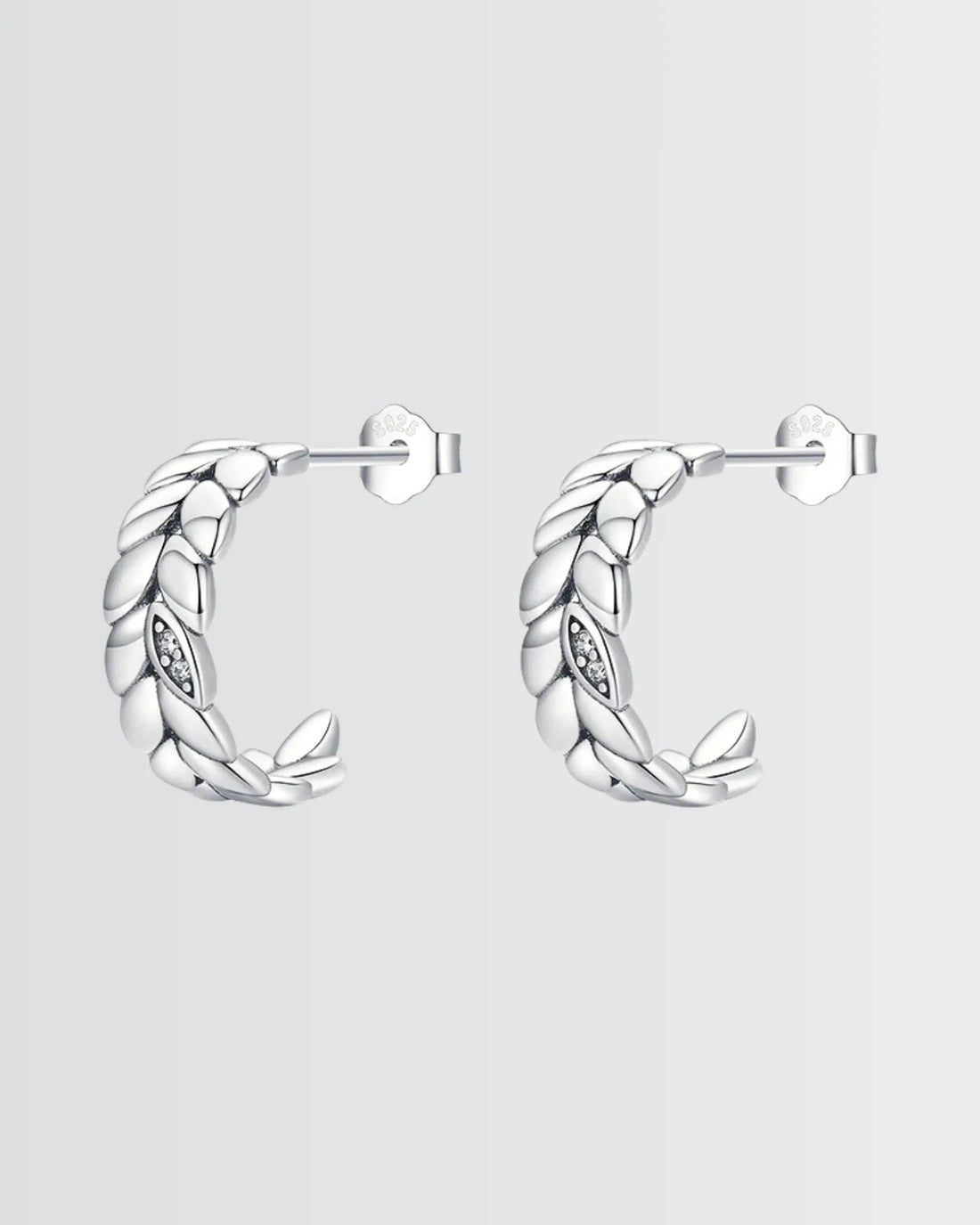 BeLeaf In Yourself Hoops -  Silver Earrings by BLINGLANE