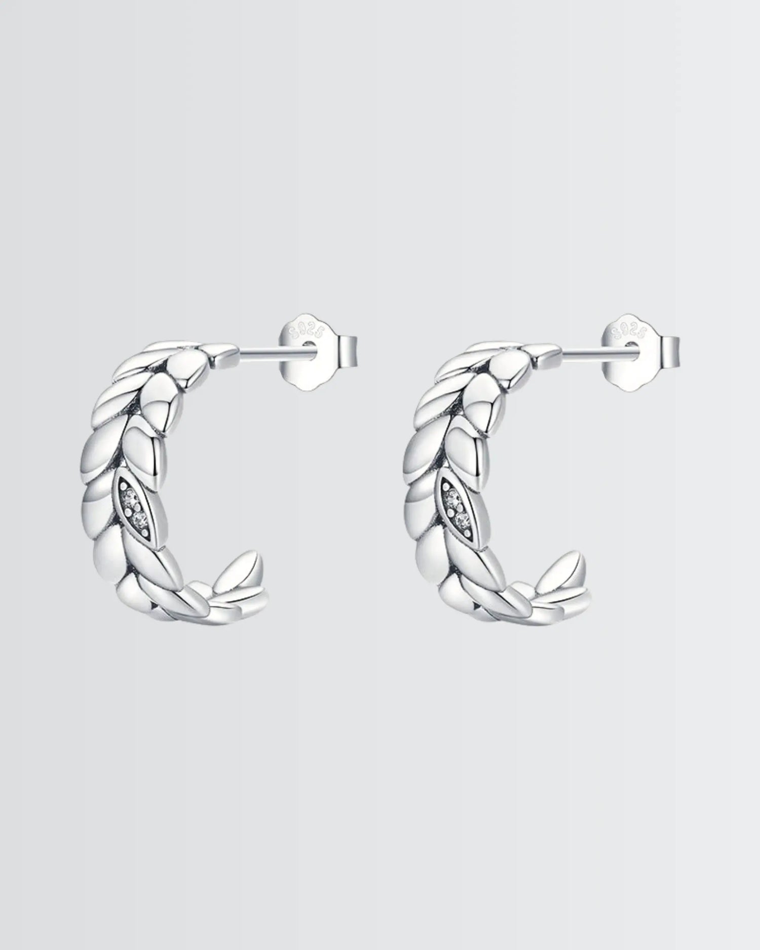 BeLeaf In Yourself Hoops -  Silver Earrings by BLINGLANE