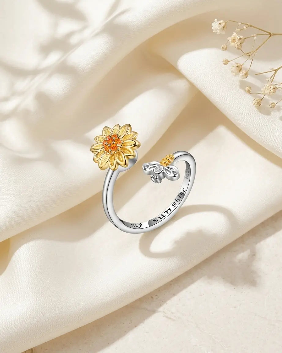 Bee Kind Bloom Bright Spinner Ring -  Silver Ring by BLINGLANE