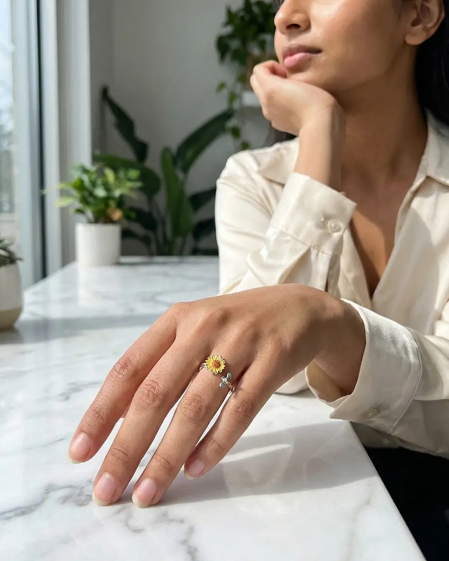 Bee Kind Bloom Bright Spinner Ring -  Silver Ring by BLINGLANE