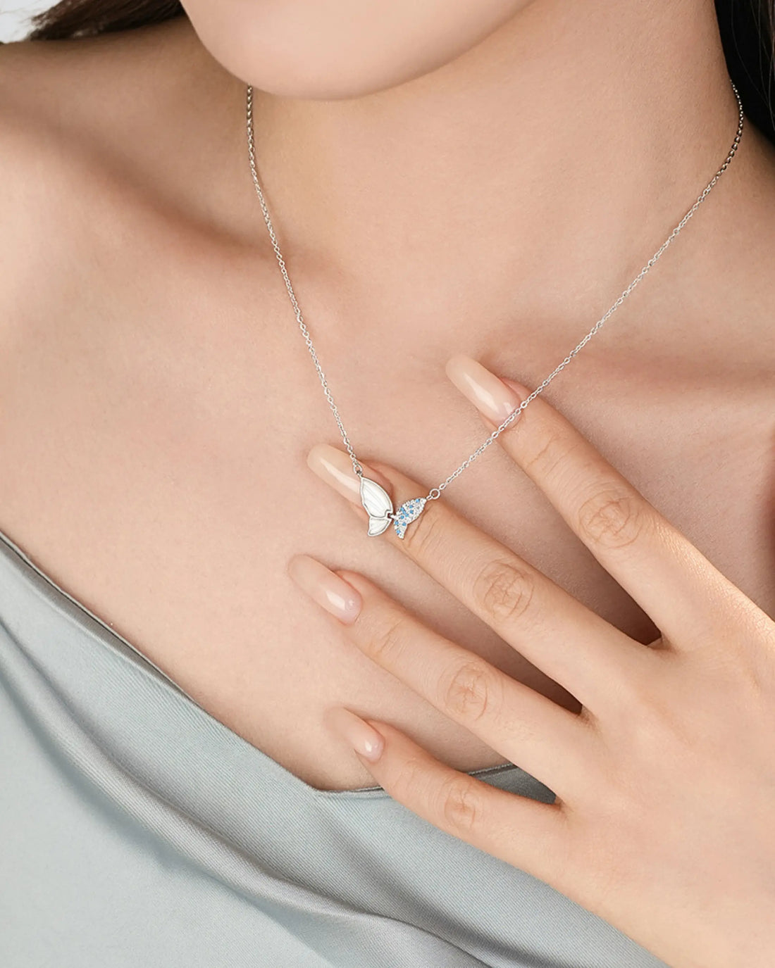 Blingfly Shimmering Necklace -  Silver Necklace by BLINGLANE