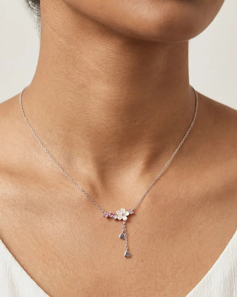 Bloom In Your Own Sparkle Necklace -  Silver Necklace by BLINGLANE