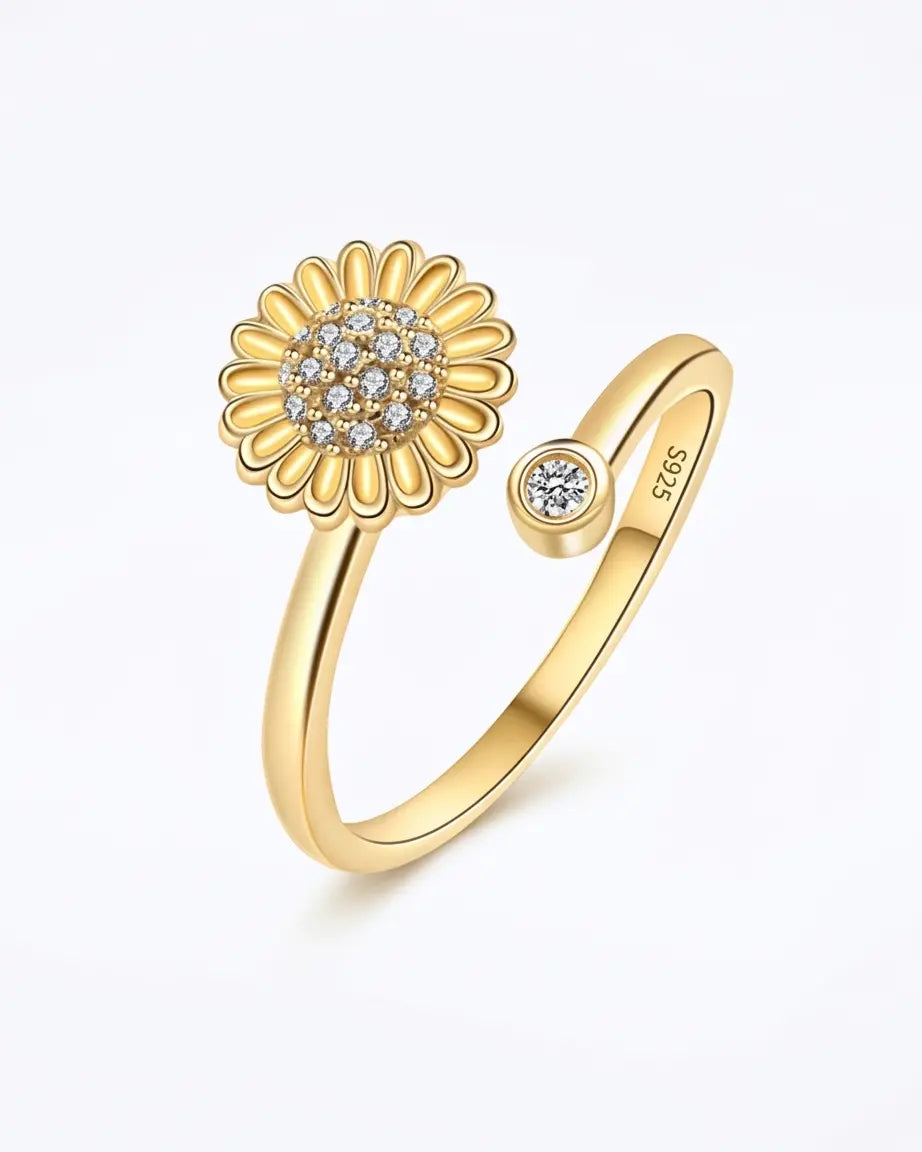 Blooming Daisy Spinner Ring - Silver Ring by BLINGLANE