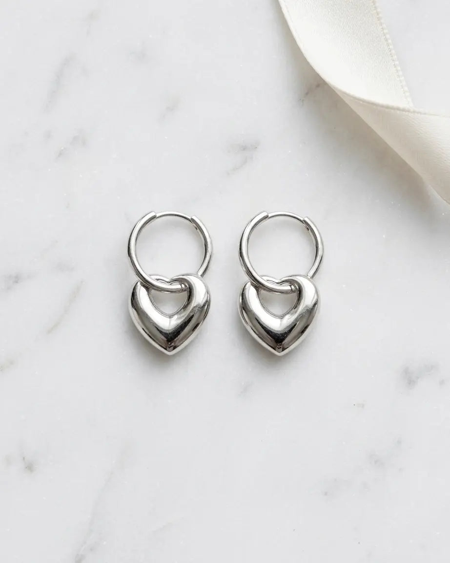 Bold In Love Hoop Earrings -  Silver Earrings by BLINGLANE