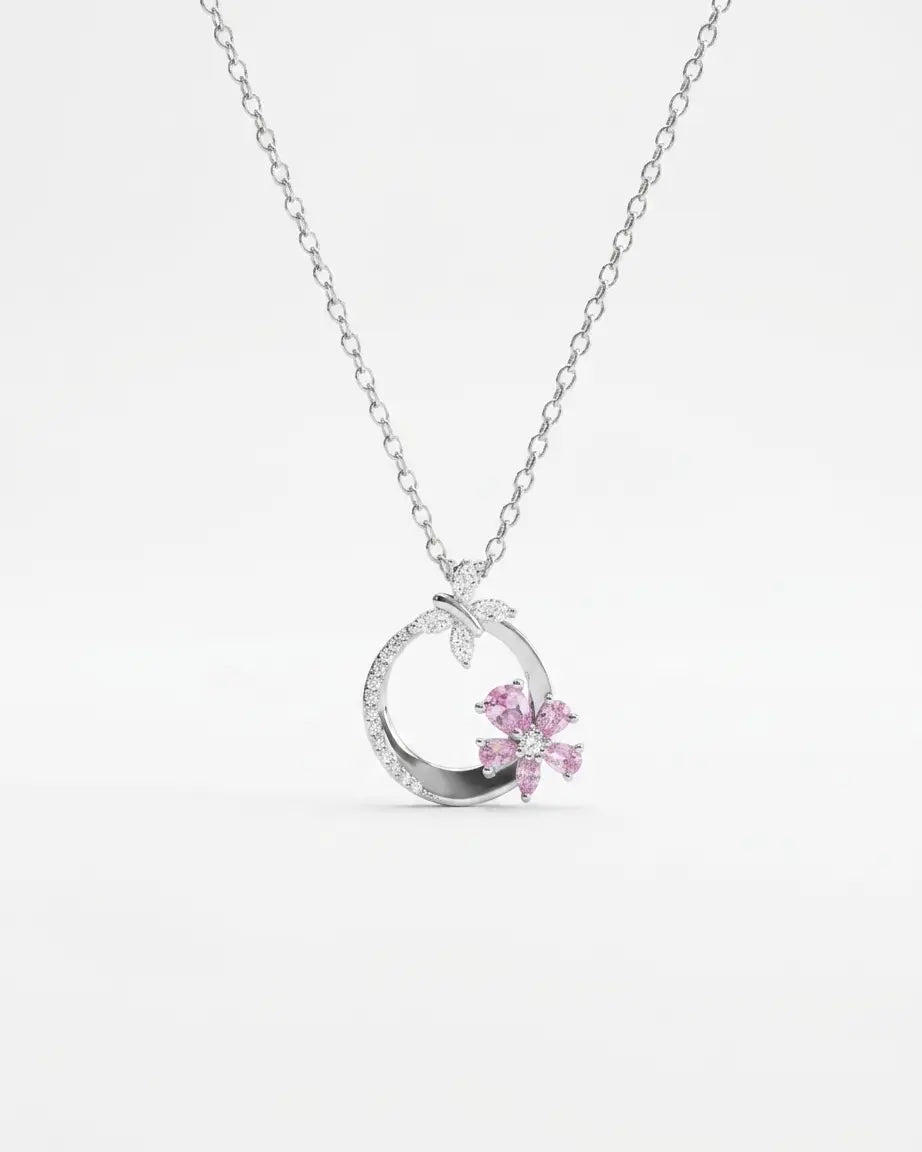 Butterfly Bloom Sparkle Necklace -  Silver Necklace by BLINGLANE
