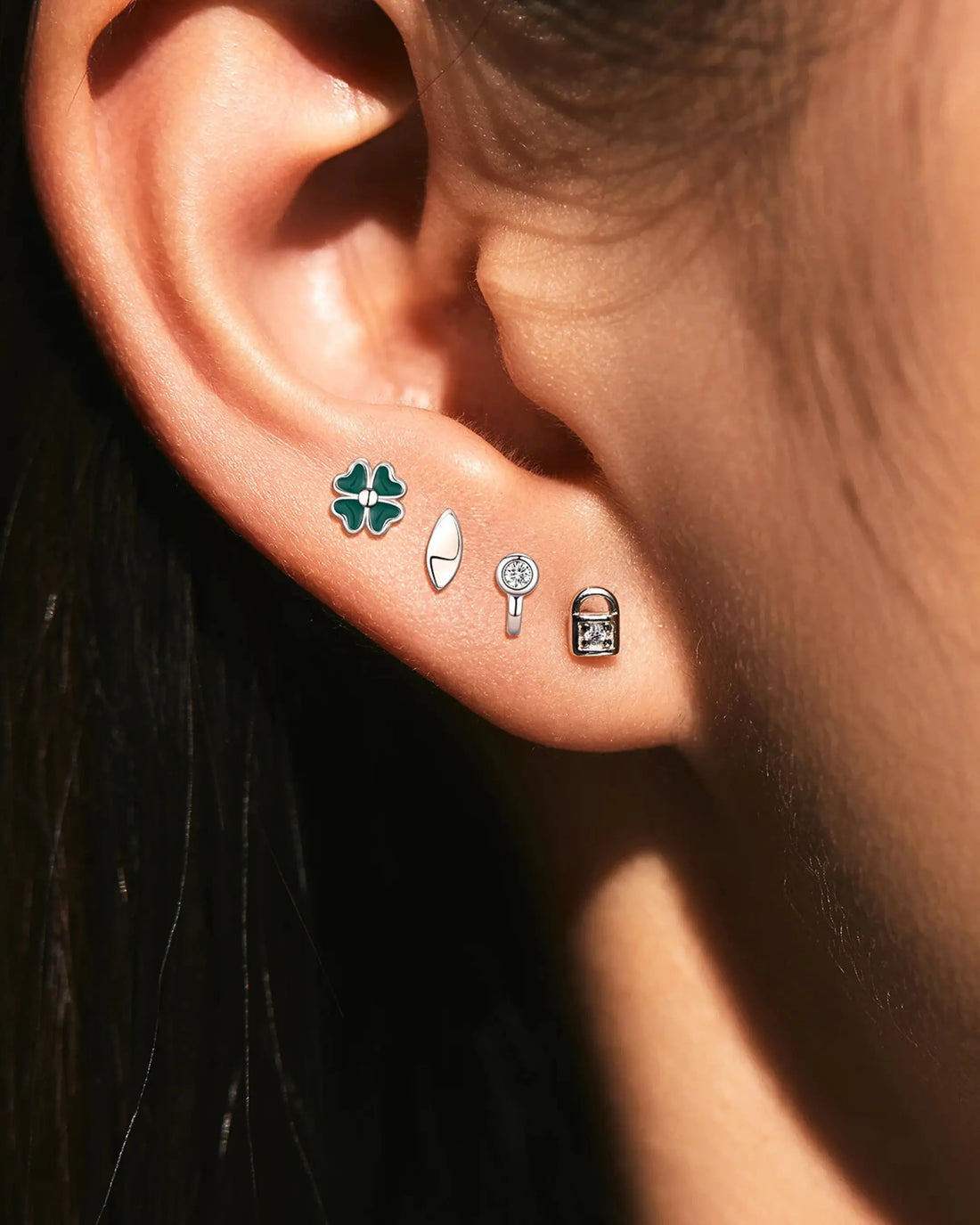 Charm Cluster Studs -  Silver Earrings by BLINGLANE