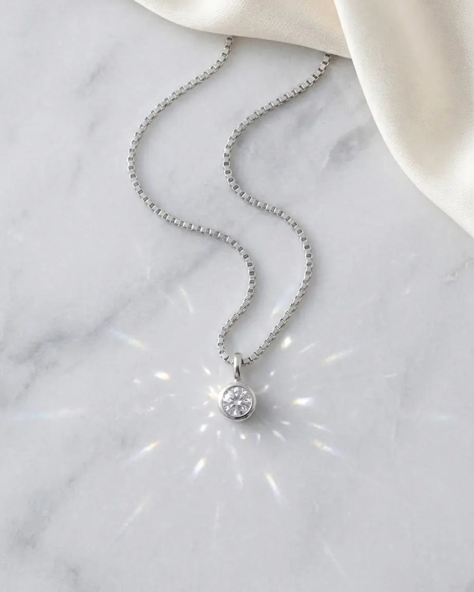 Classic Solitaire Necklace -  Silver Necklace by BLINGLANE
