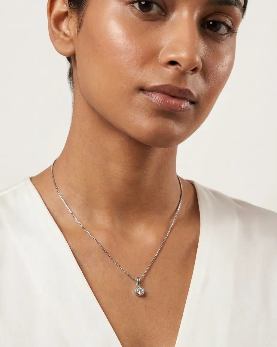 Classic Solitaire Necklace -  Silver Necklace by BLINGLANE