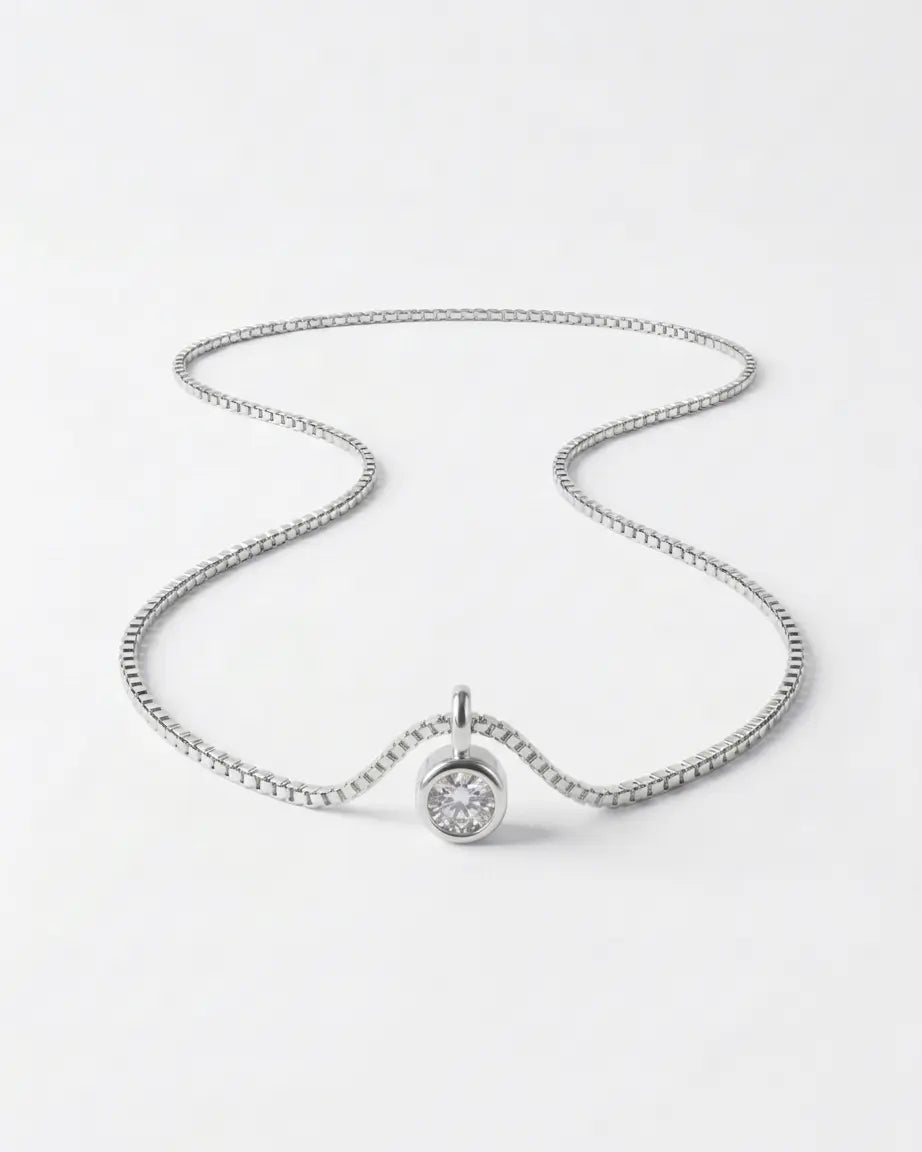 Classic Solitaire Necklace -  Silver Necklace by BLINGLANE