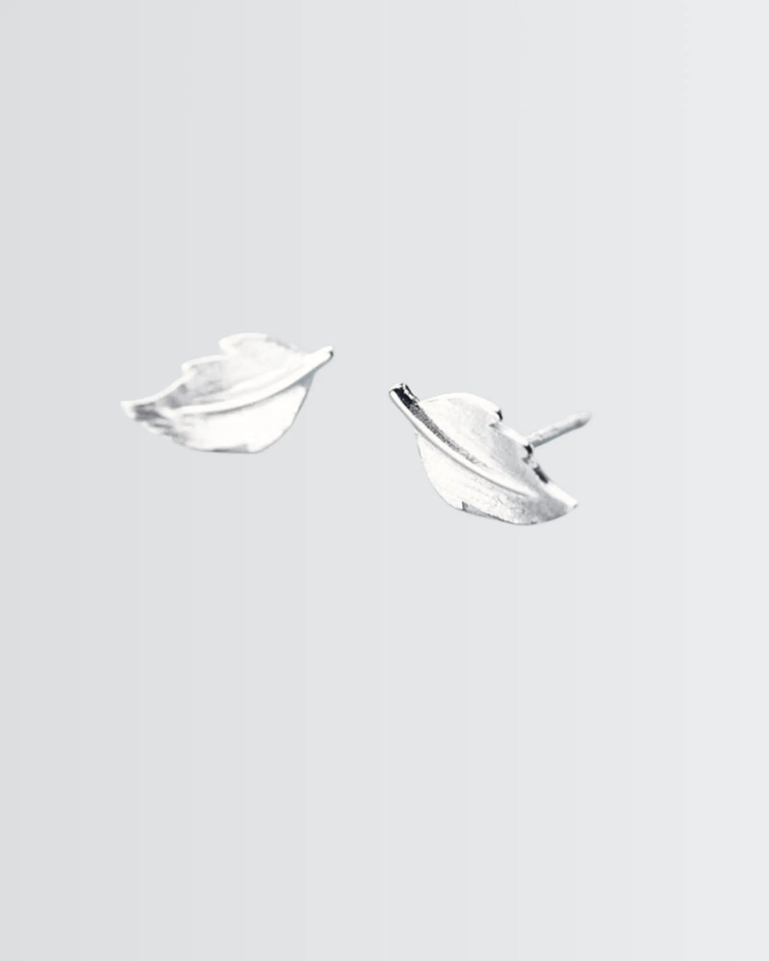 Dainty Leaf Mini Studs -  Silver Earrings by BLINGLANE