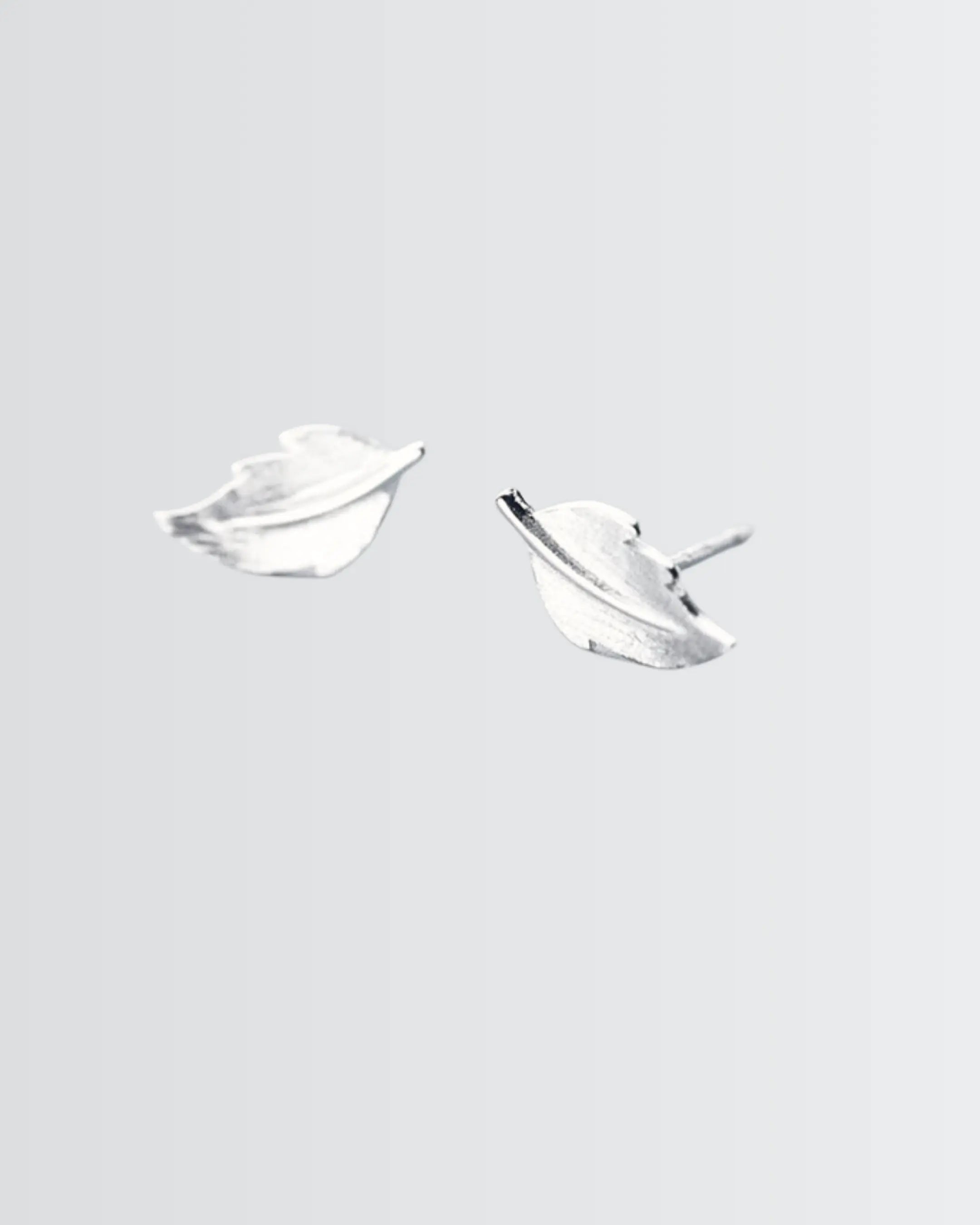 Dainty Leaf Mini Studs -  Silver Earrings by BLINGLANE