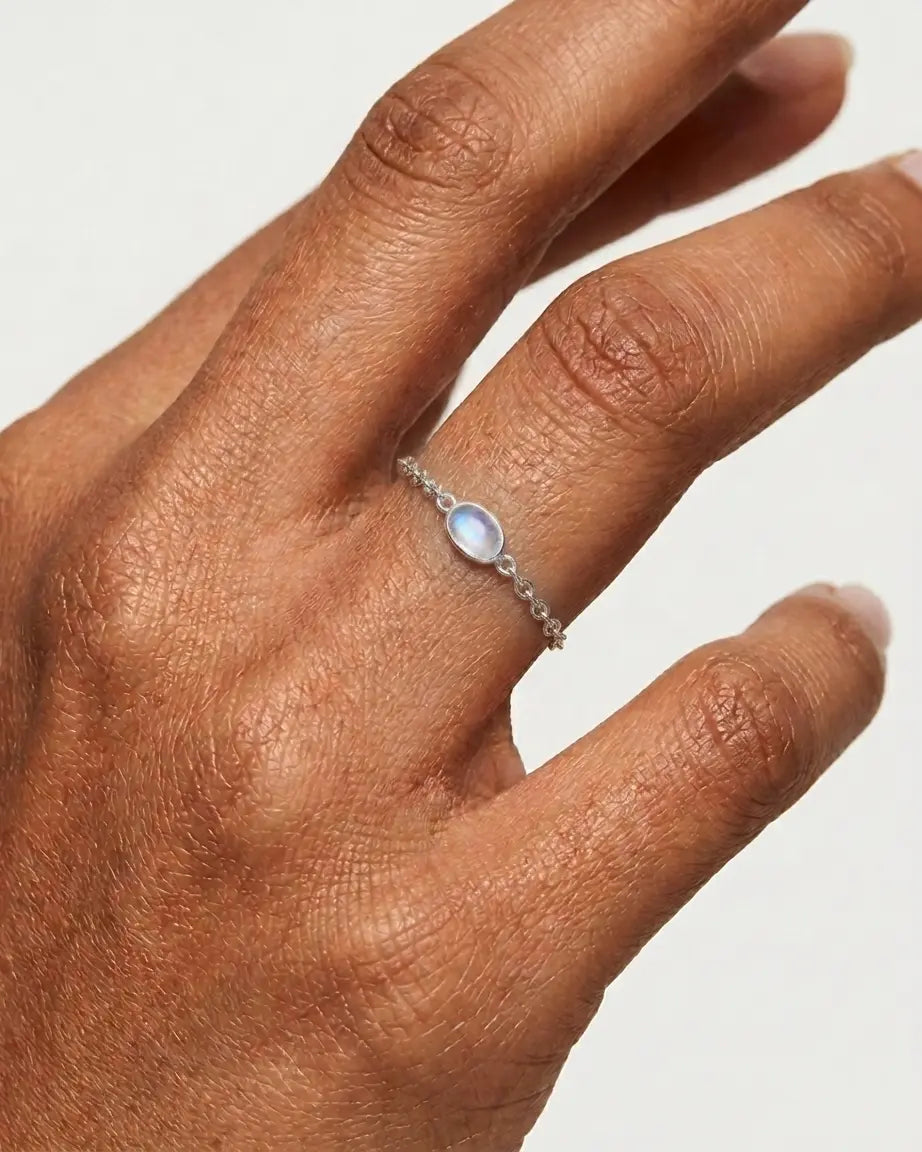 Dew Drop Chain Ring -  Silver Ring by BLINGLANE