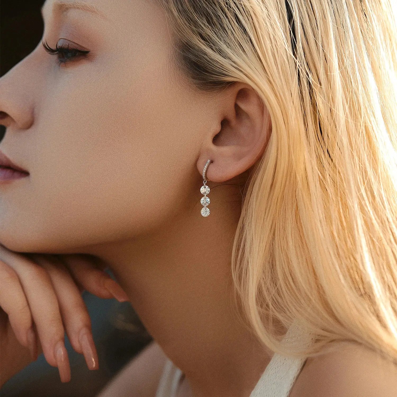 Diamond Dewdrops Earrings -  Silver Earrings by BLINGLANE