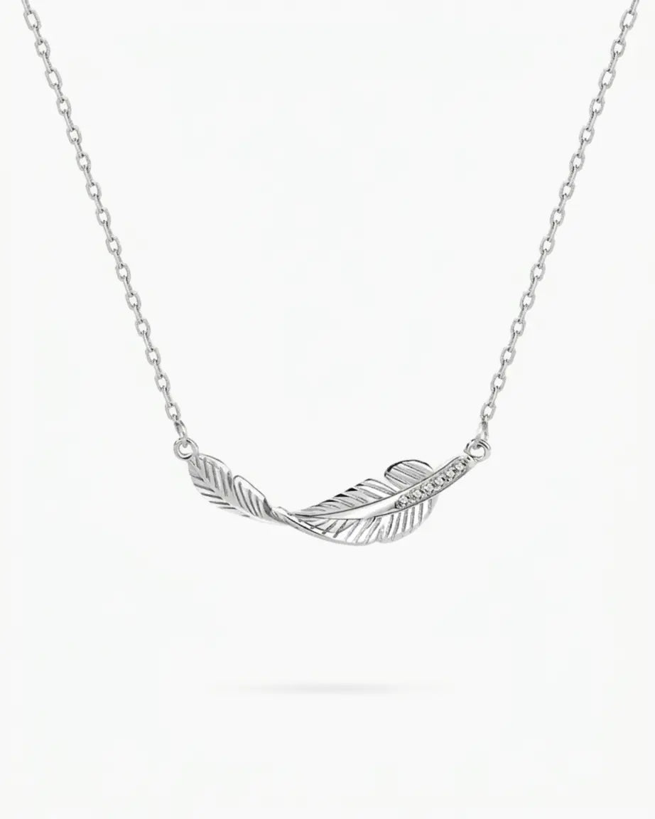 Fallen for You Feather Necklace -  Silver Necklace by BLINGLANE