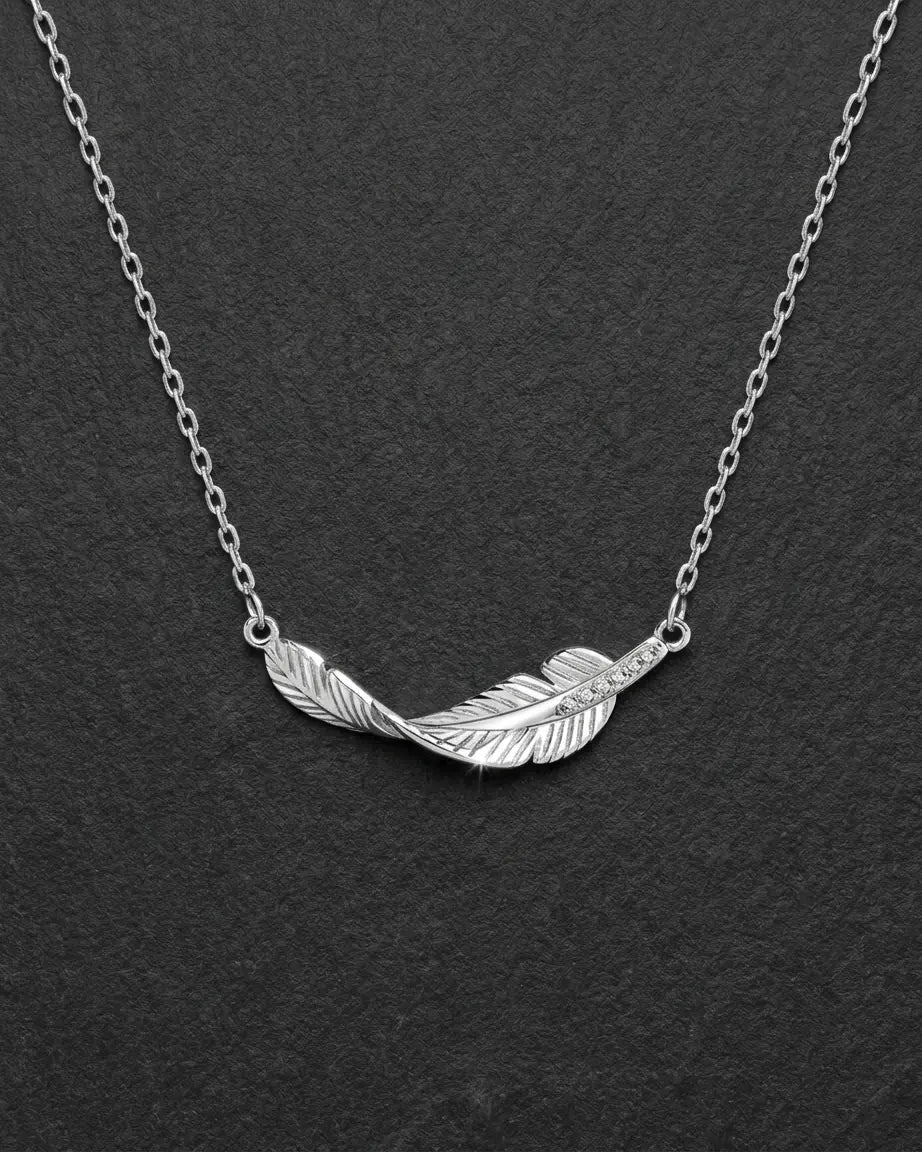 Fallen for You Feather Necklace -  Silver Necklace by BLINGLANE