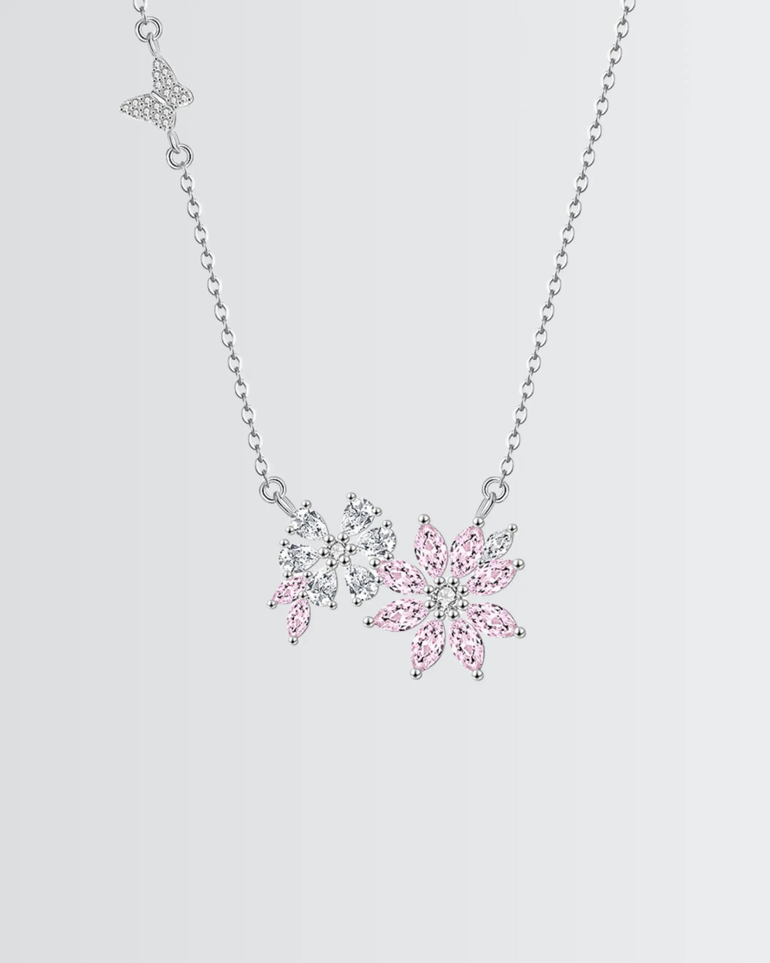 Floral elegance Bling Necklace - Silver Necklace by BLINGLANE