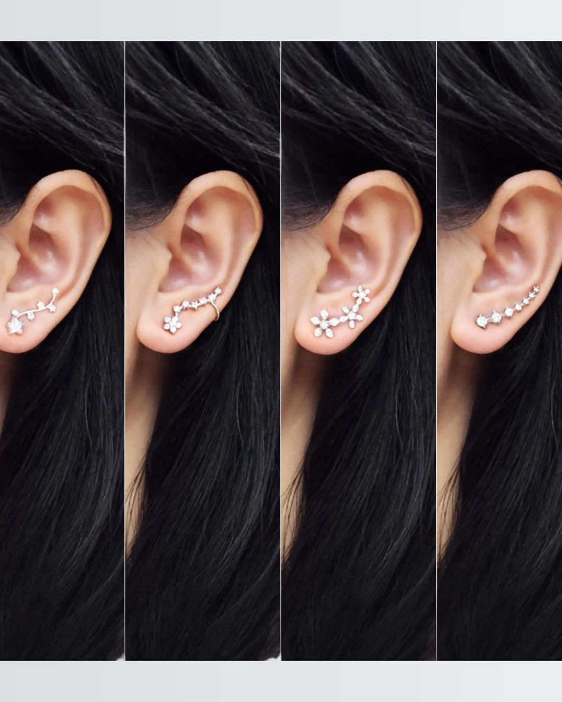 Flourish Your Sparkle Ear Climbers -  Silver Earrings by BLINGLANE