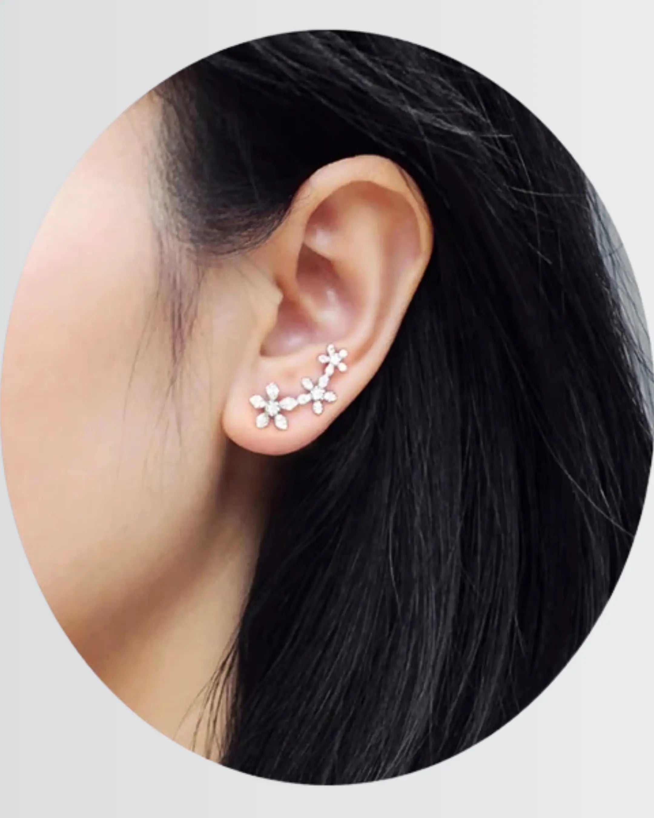 Flourish Your Sparkle Ear Climbers -  Silver Earrings by BLINGLANE