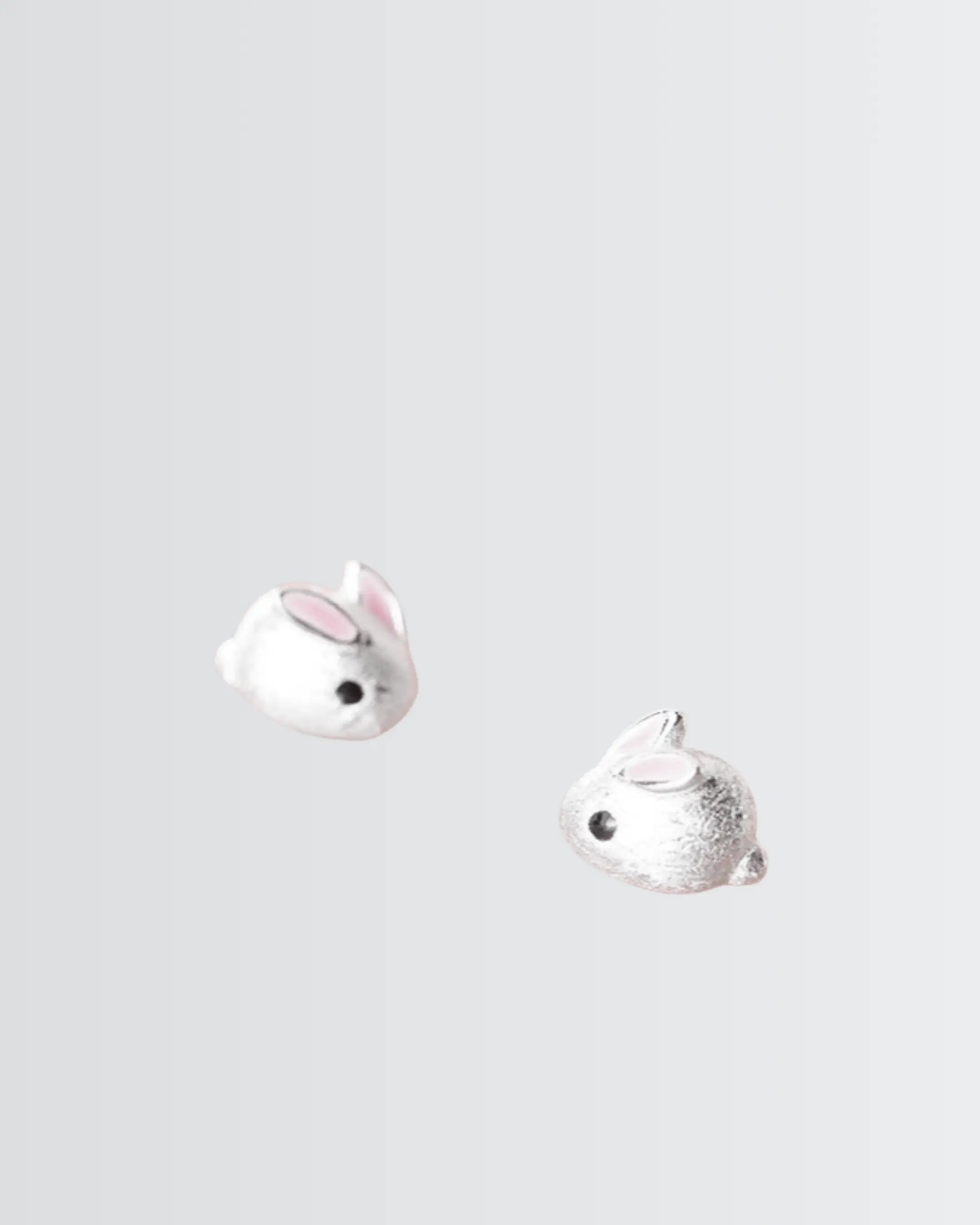 Fluffy Bunny Mini Studs -  Silver Earrings by BLINGLANE