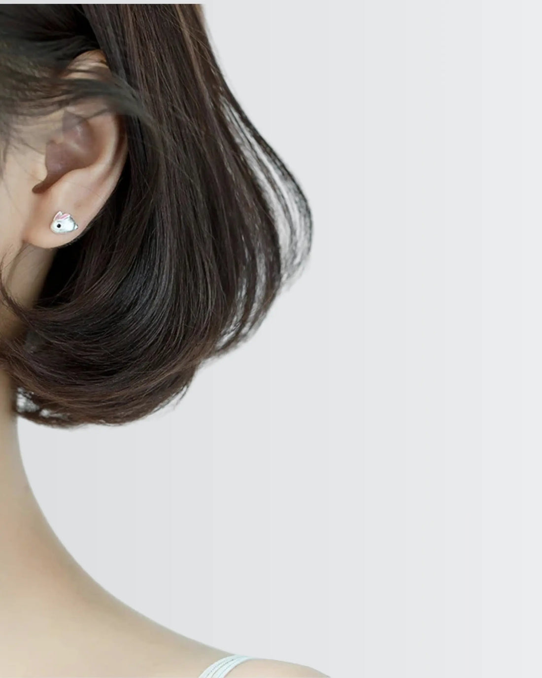 Fluffy Bunny Mini Studs -  Silver Earrings by BLINGLANE