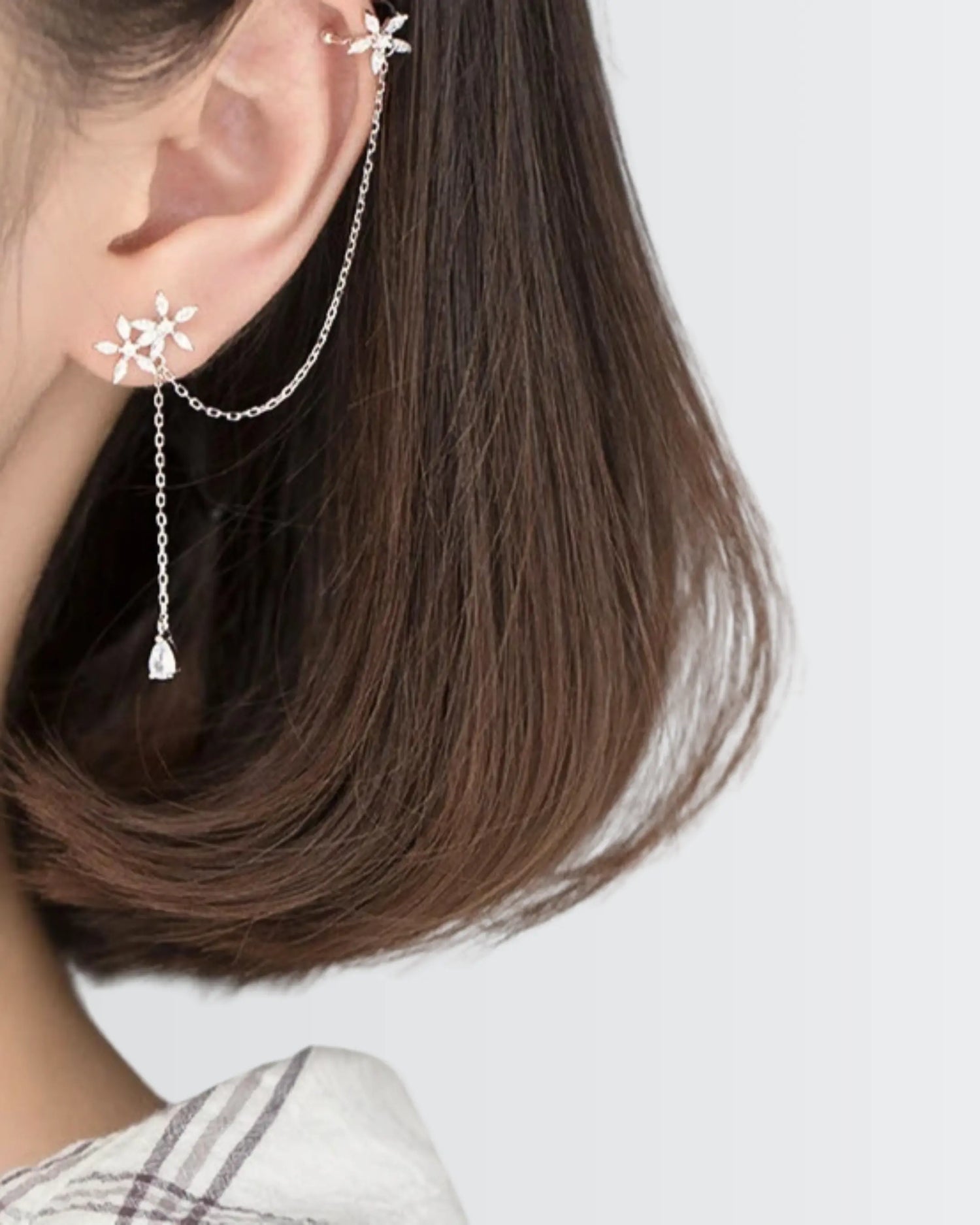 Glamorous Floral Cuff Earrings -  Silver Earrings by BLINGLANE