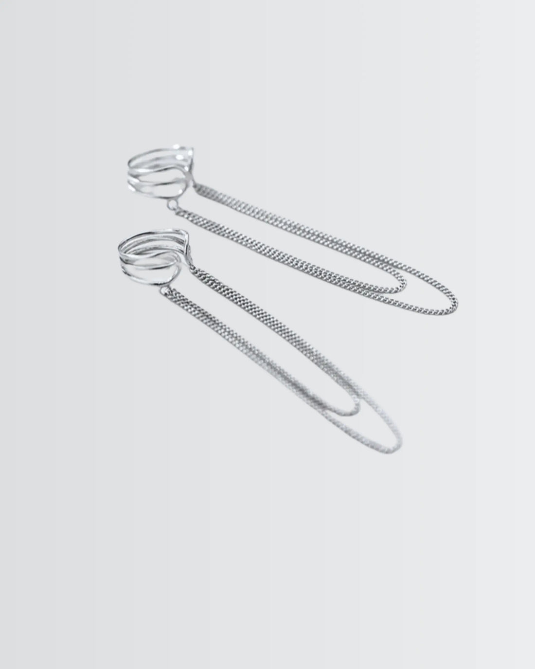Gleam Chain Cuff Earrings -  Silver Earrings by BLINGLANE
