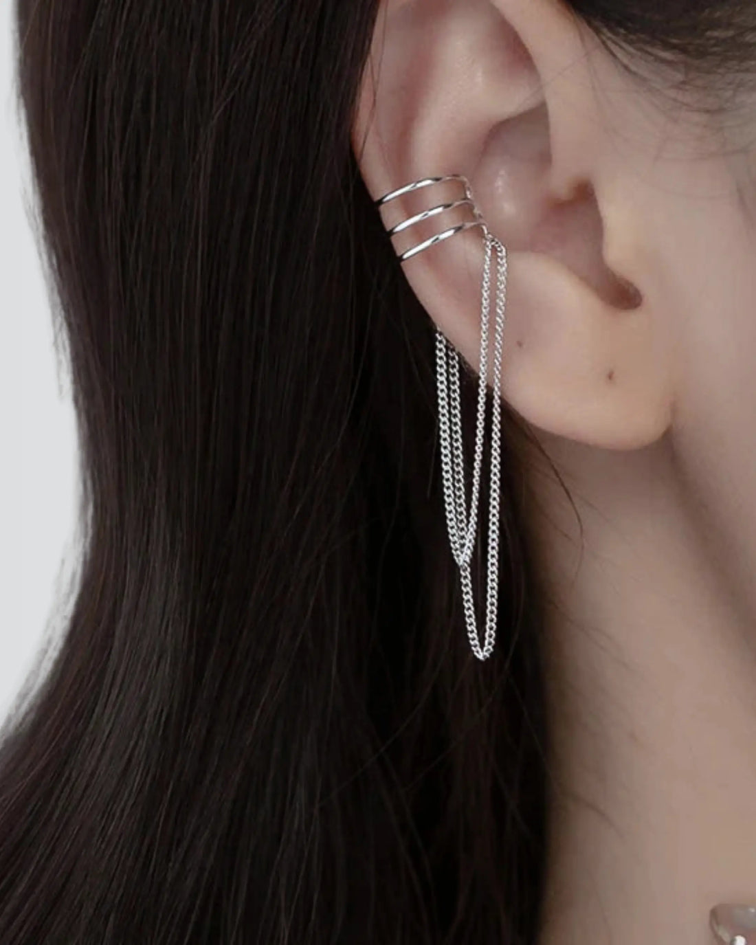 Gleam Chain Cuff Earrings -  Silver Earrings by BLINGLANE