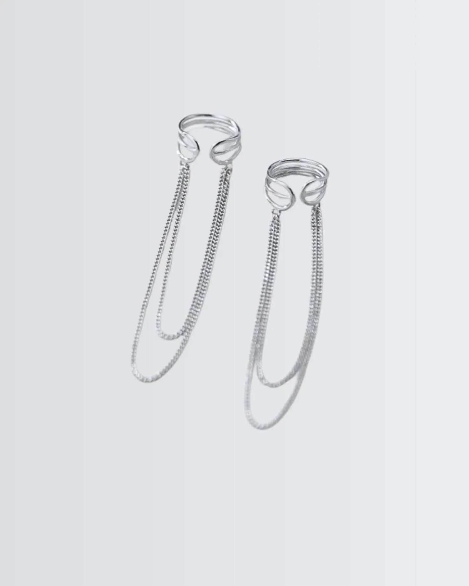 Gleam Chain Cuff Earrings -  Silver Earrings by BLINGLANE