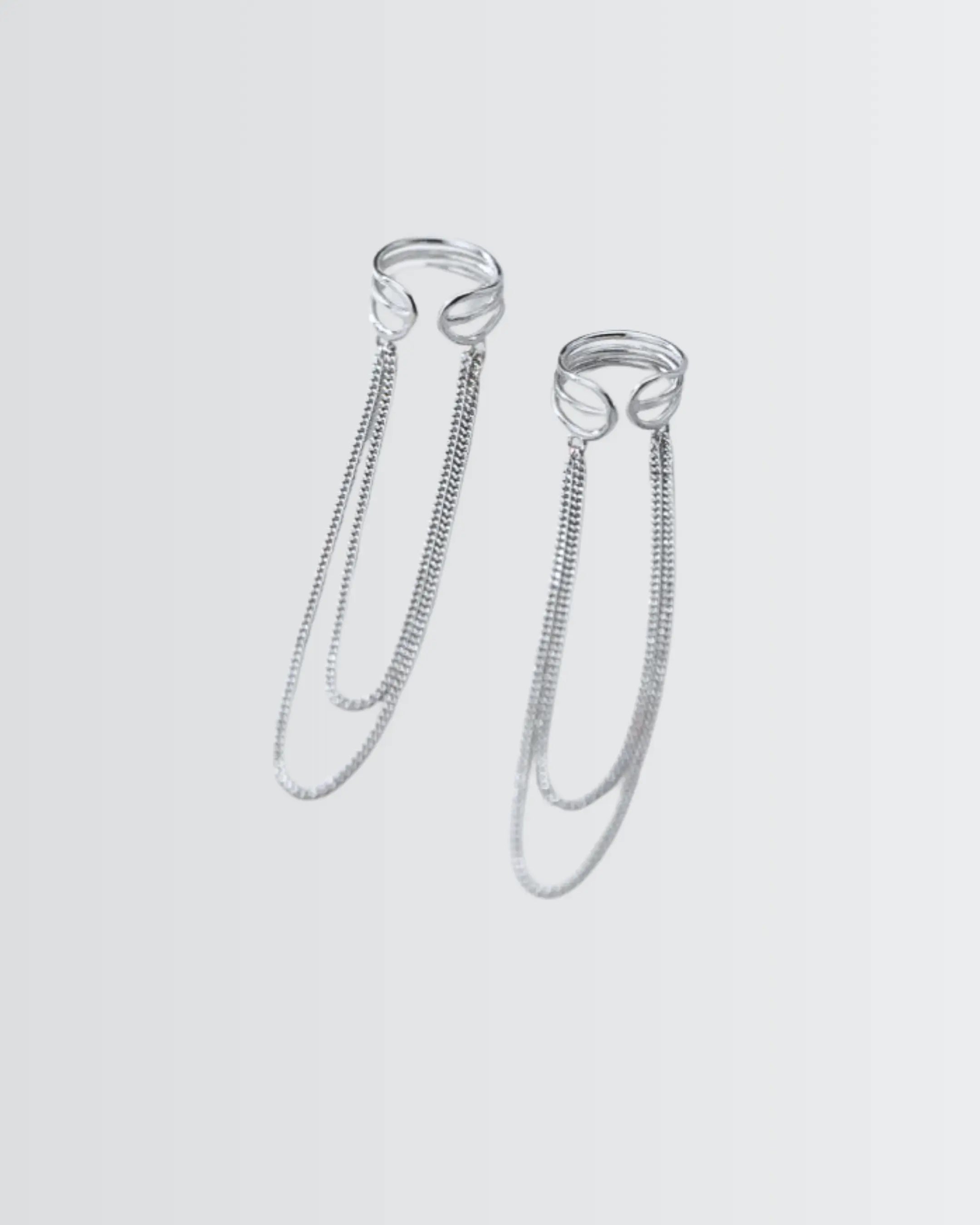 Gleam Chain Cuff Earrings -  Silver Earrings by BLINGLANE