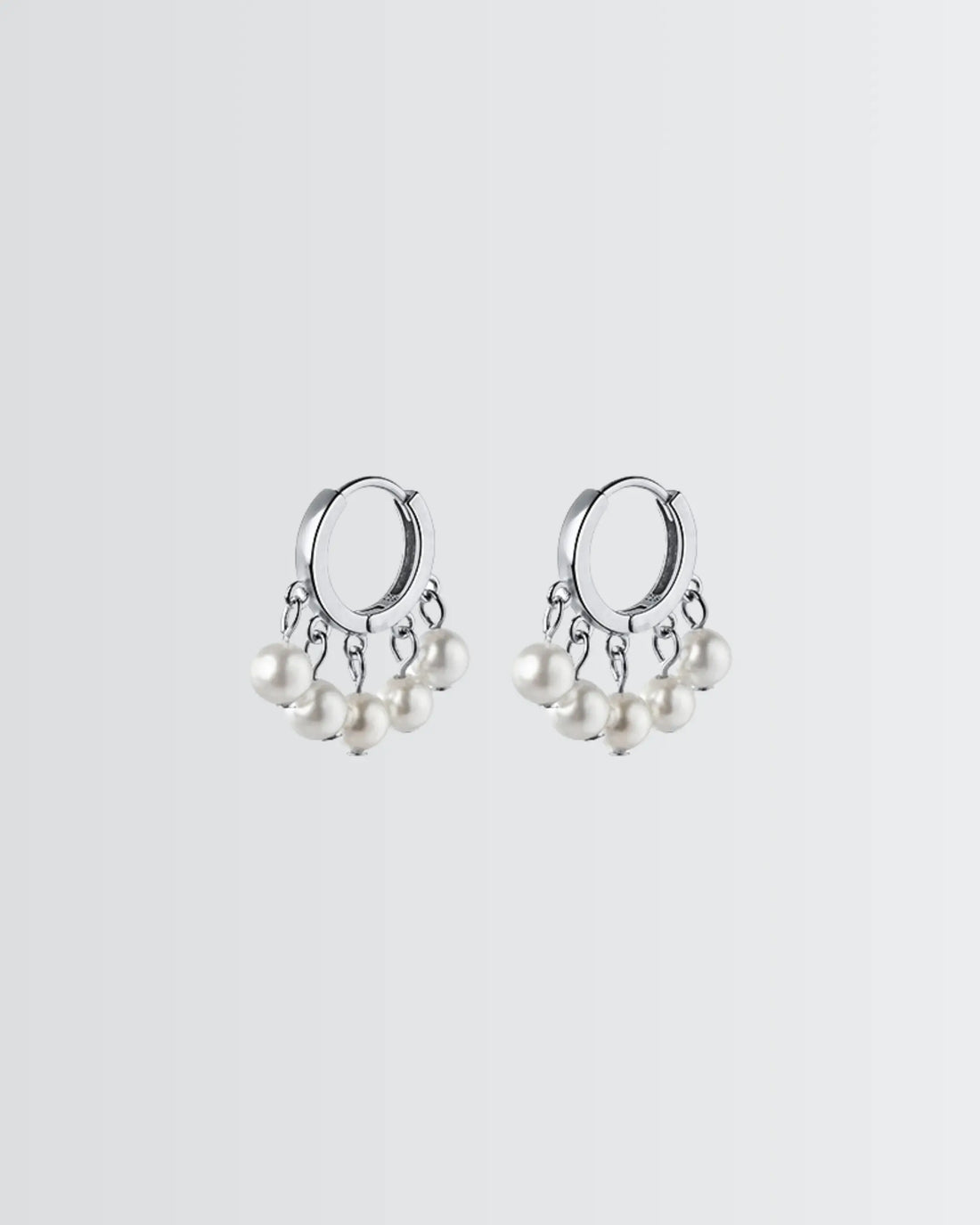 Gleaming Grace Pearl Hoops -  Silver Earrings by BLINGLANE