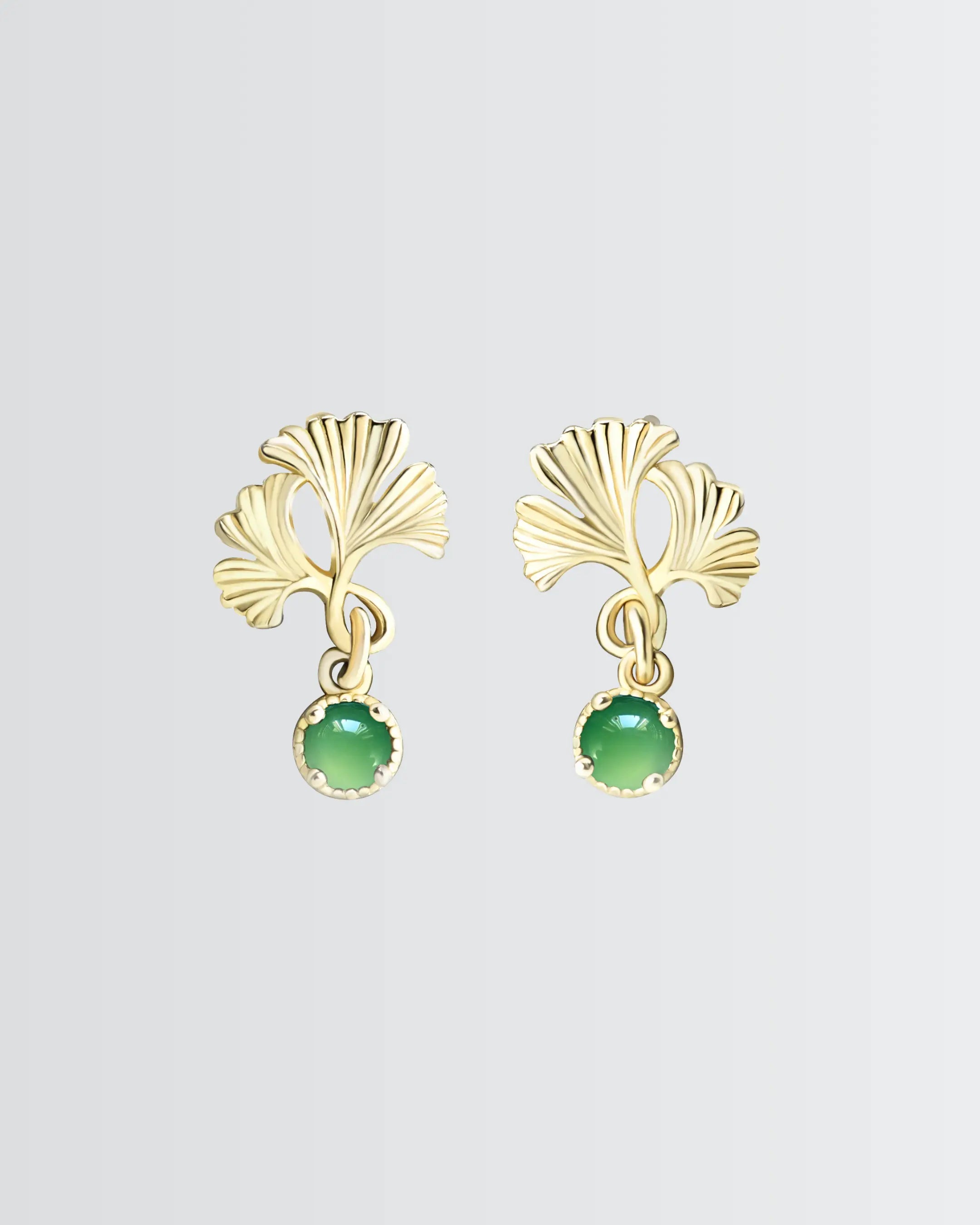 Golden Ginkgo Earrings -  Silver Earrings by BLINGLANE