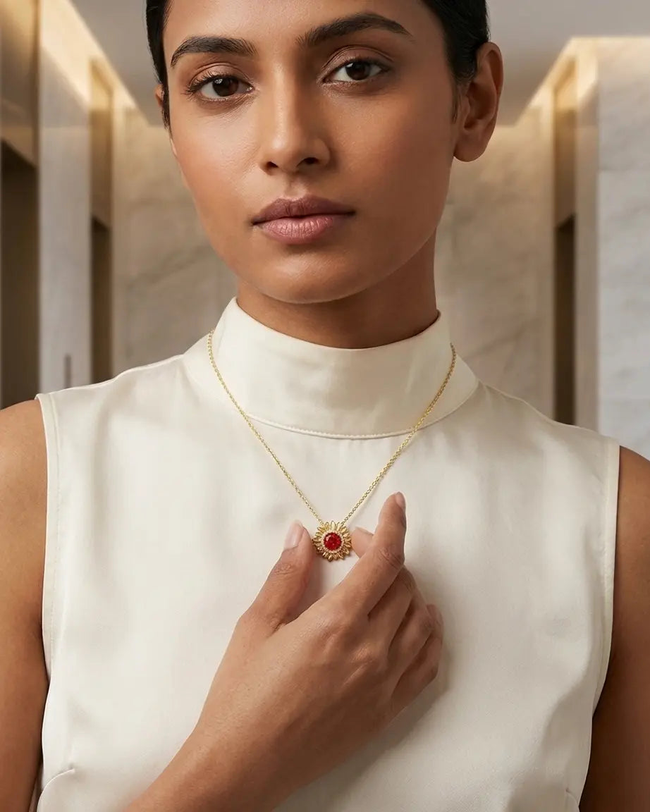 Golden Radiance Necklace -  Silver Necklace by BLINGLANE