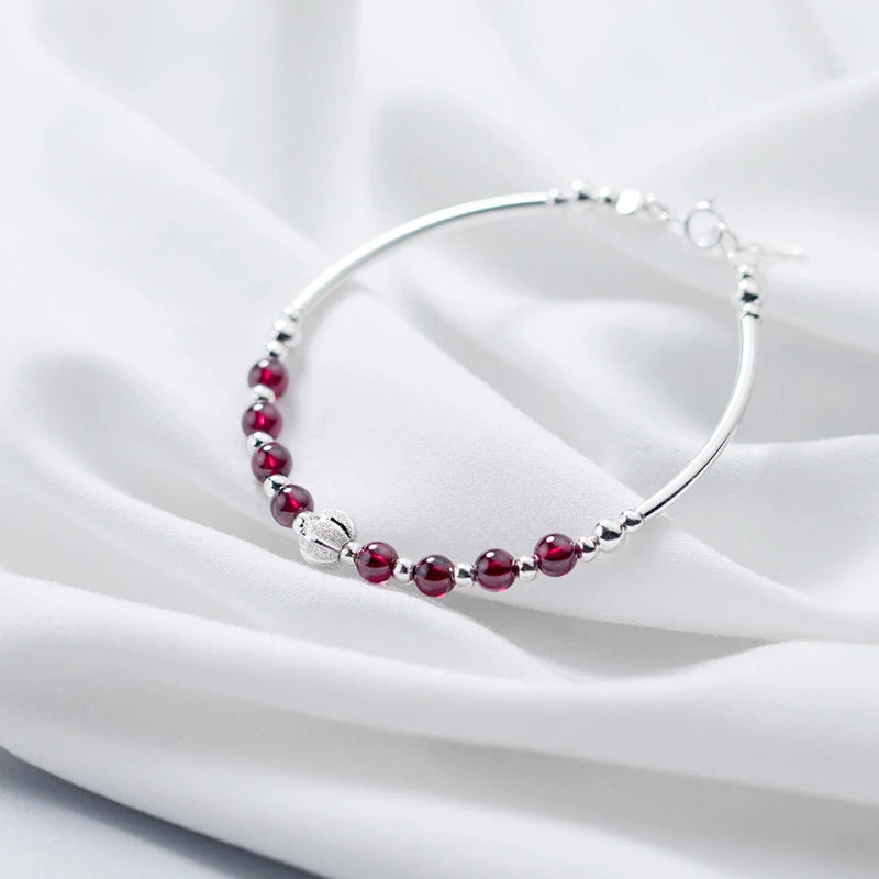 Lustrous Garnet Beads Bracelet
